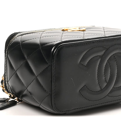 Chanel Calfskin Quilted Perfect Fit Vanity Case With Chain Black 10 of 12