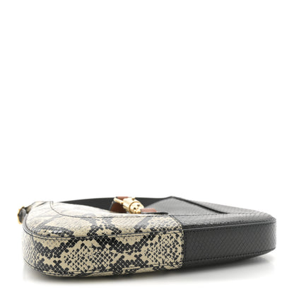 Gucci Snakeskin Small Jackie 1961 Hobo Black Beige 4 of 10