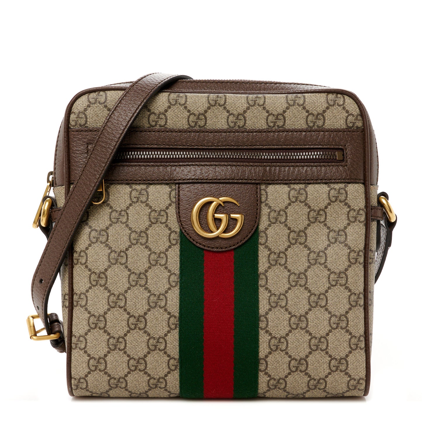 GG Supreme Monogram Web Small Ophidia Messenger Bag Brown
