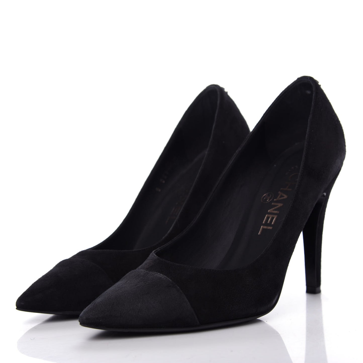 Suede Cap Toe CC Pumps 36.5 Black
