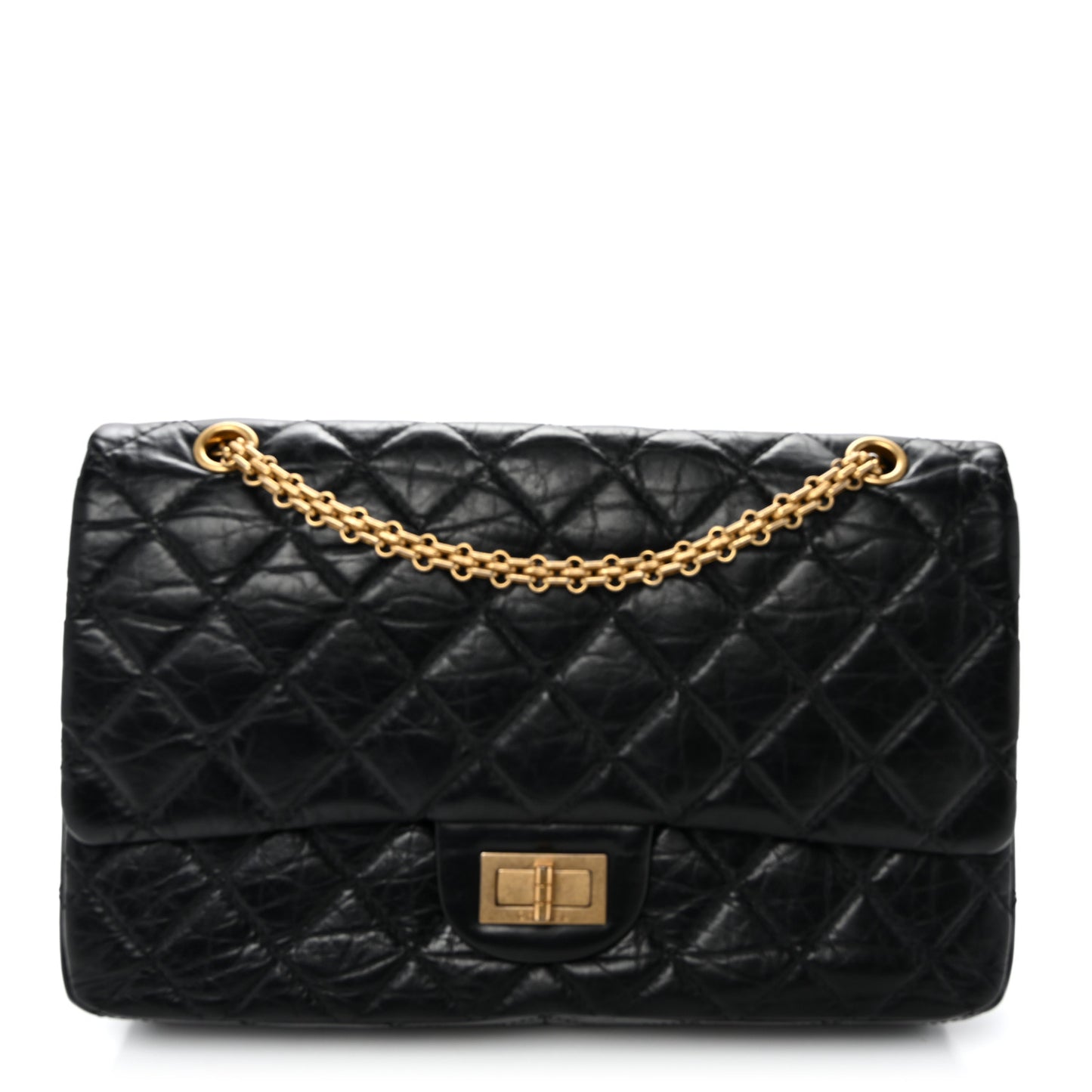Aged Calfskin Quilted 2.55 Reissue 227 Flap Black