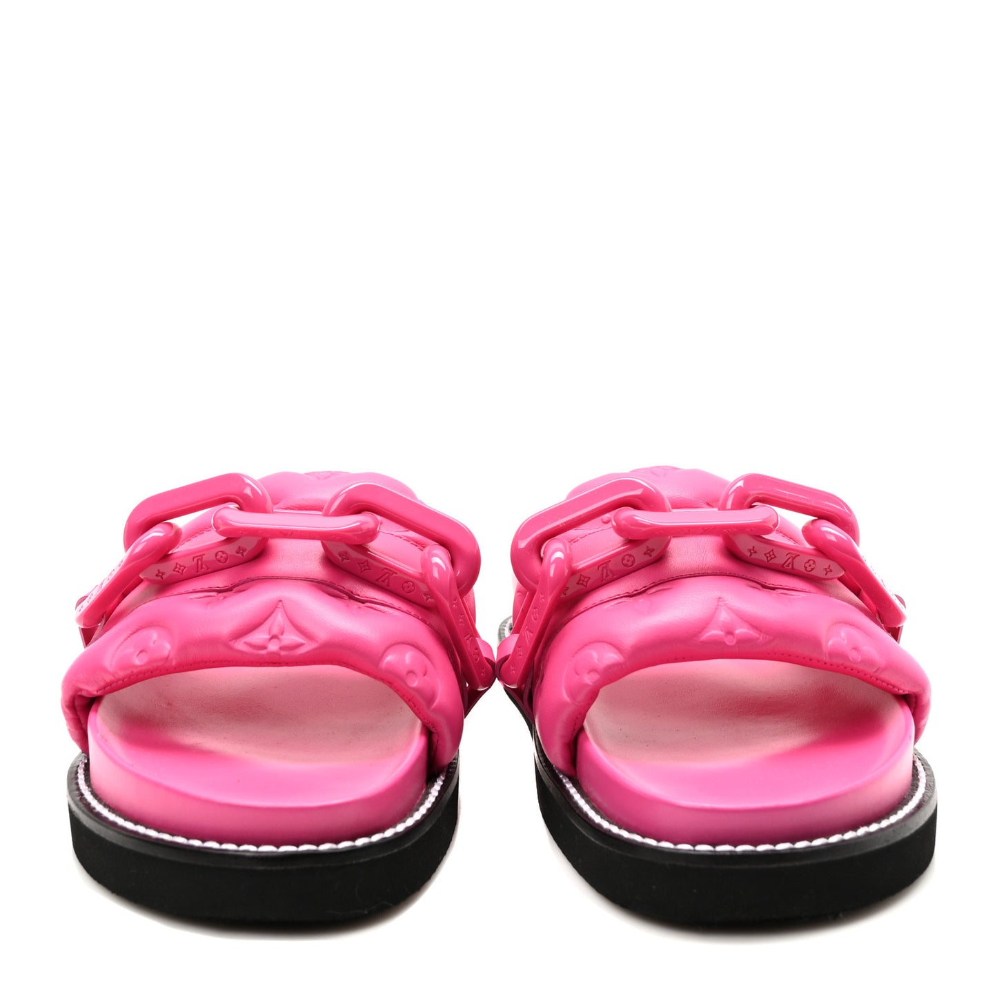 Calfskin Embossed Monogram Sunset Flat Comfort Mule 40 Rose Pop