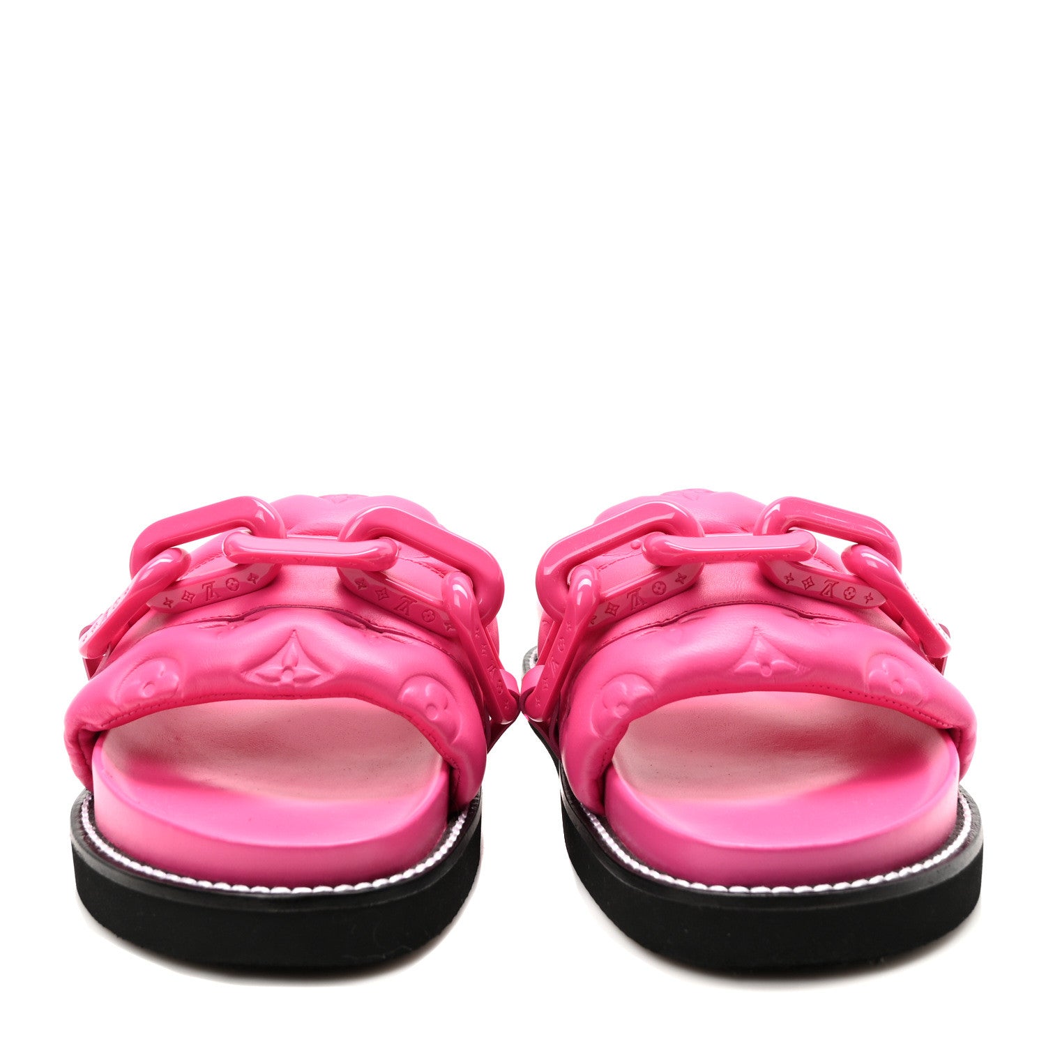 Louis Vuitton Calfskin Embossed Monogram Sunset Flat Comfort Mule 40 Rose Pop 3 of 8