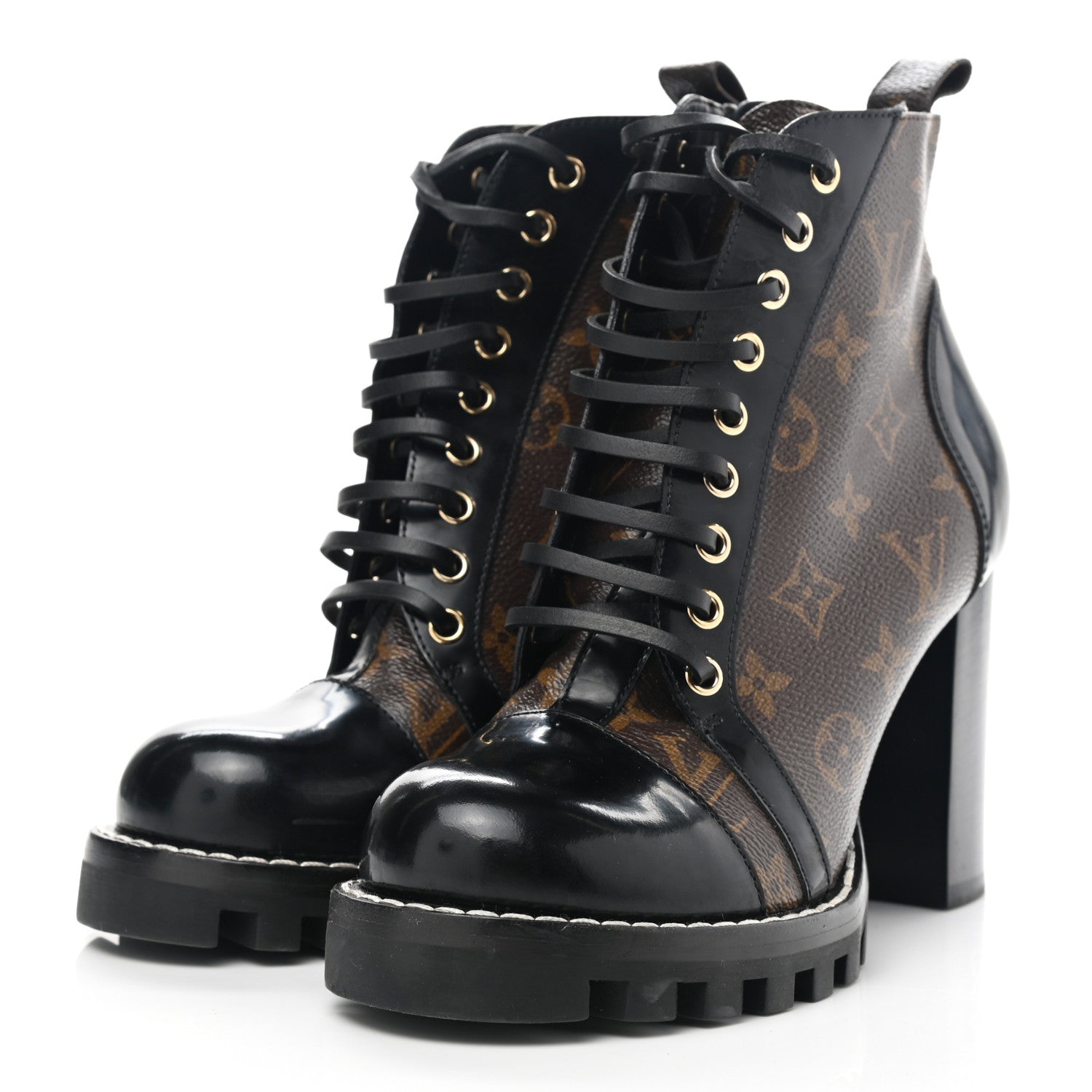 Louis Vuitton Patent Calfskin Monogram Star Trail Ankle Boots 38.5 Black 3 of 10