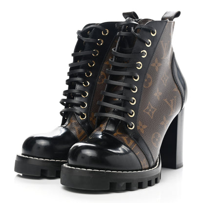Louis Vuitton Patent Calfskin Monogram Star Trail Ankle Boots 38.5 Black 3 of 10