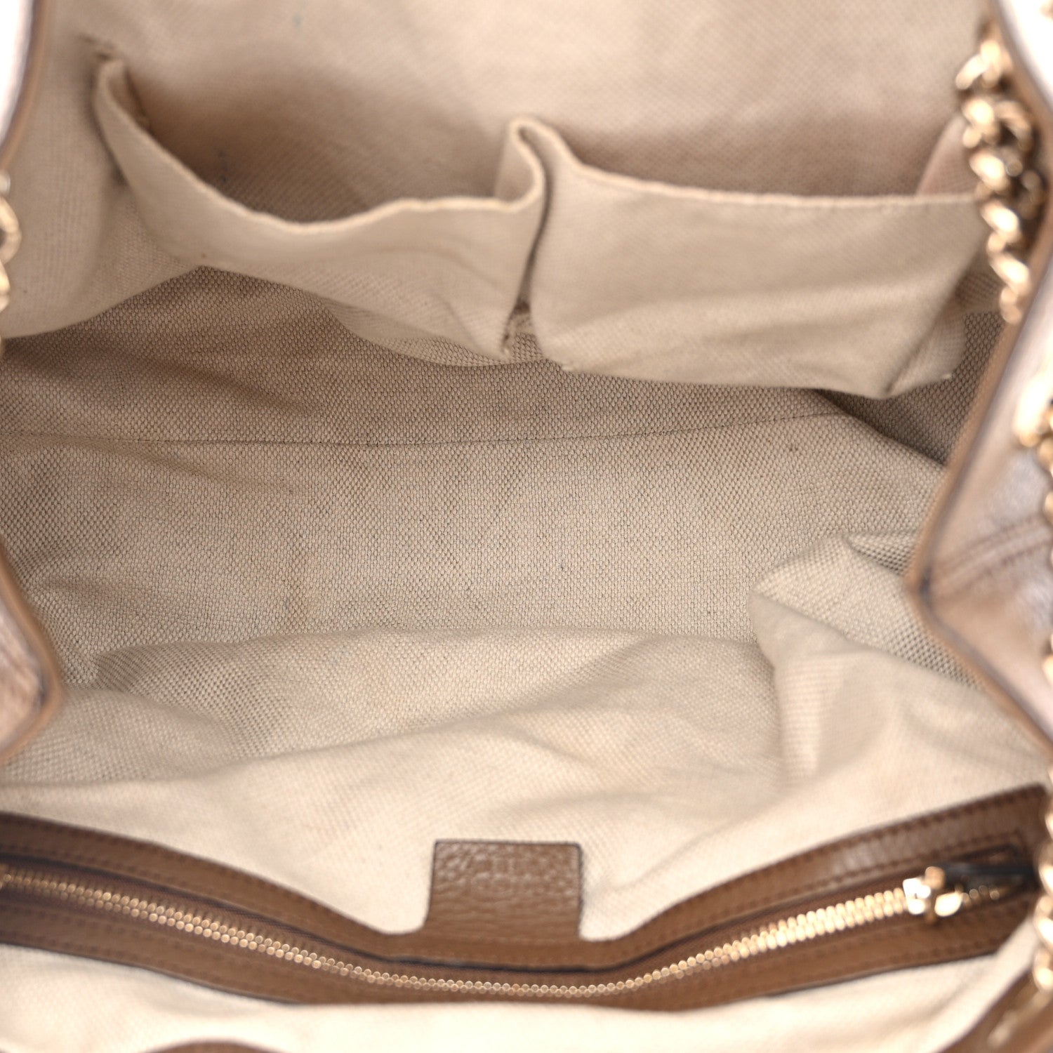 Gucci Pebbled Calfskin Medium Soho Chain Shoulder Bag Maple Brown 5 of 11