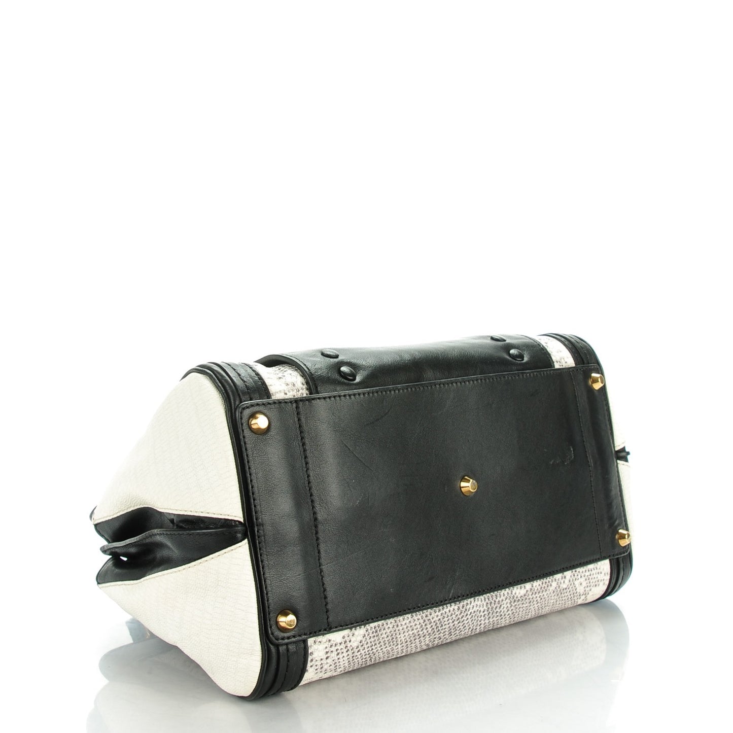 Calfskin Lizard Embossed Mini Alice Satchel Black White