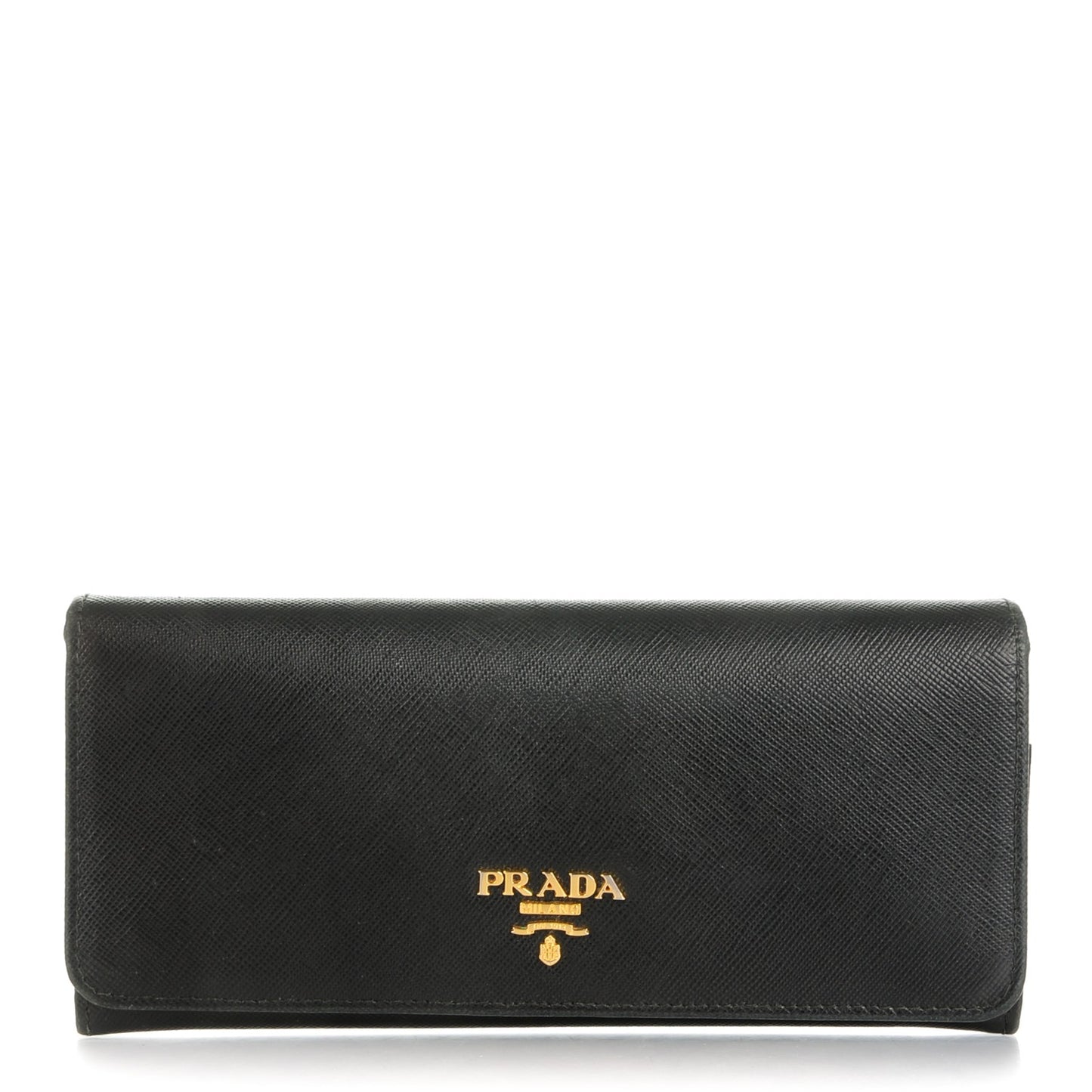 Saffiano Metal Continental Flap Wallet Nero Black