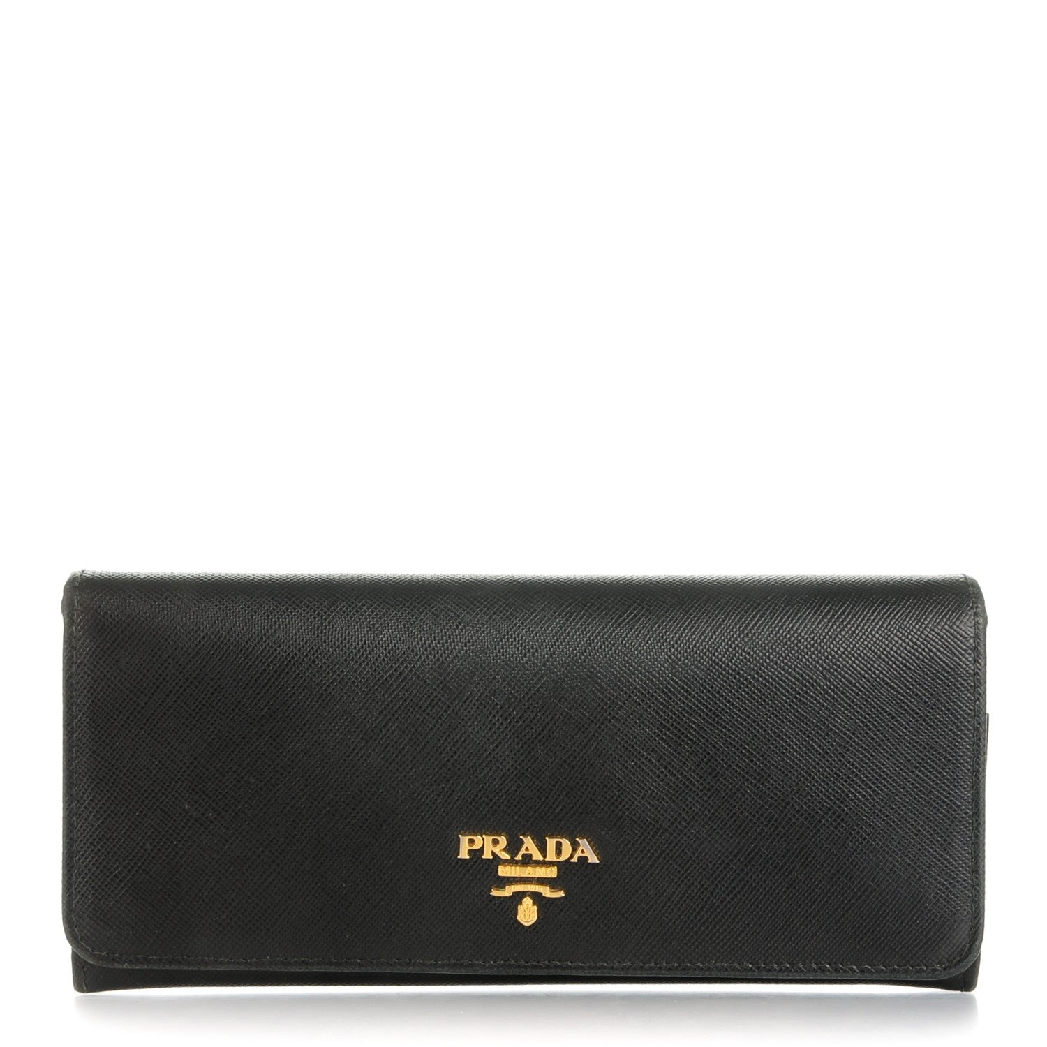 Prada Saffiano Metal Continental Flap Wallet Nero Black 1 of 8