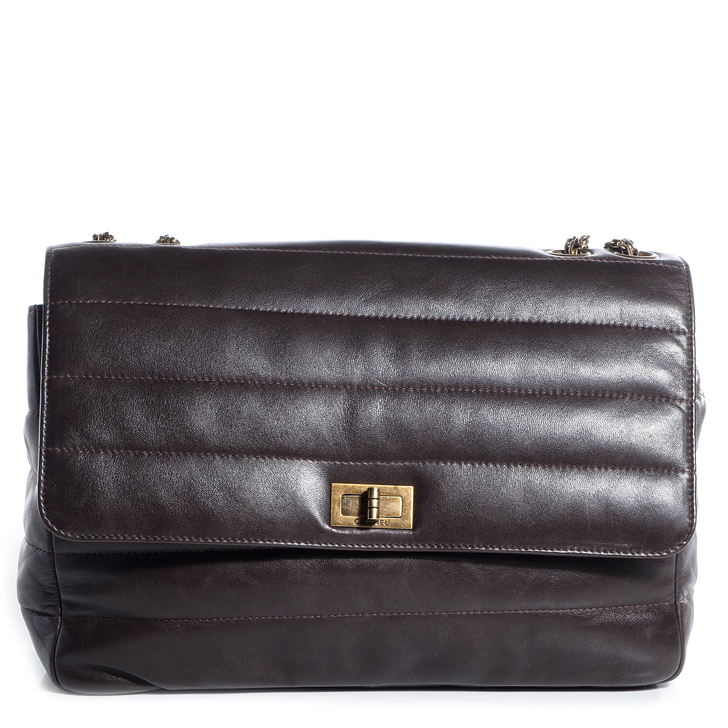 Chanel Lambskin Horizontal Quilt Jumbo Mademoiselle Flap Dark Brown 1 of 9