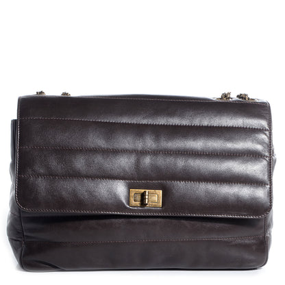 Chanel Lambskin Horizontal Quilt Jumbo Mademoiselle Flap Dark Brown 1 of 9