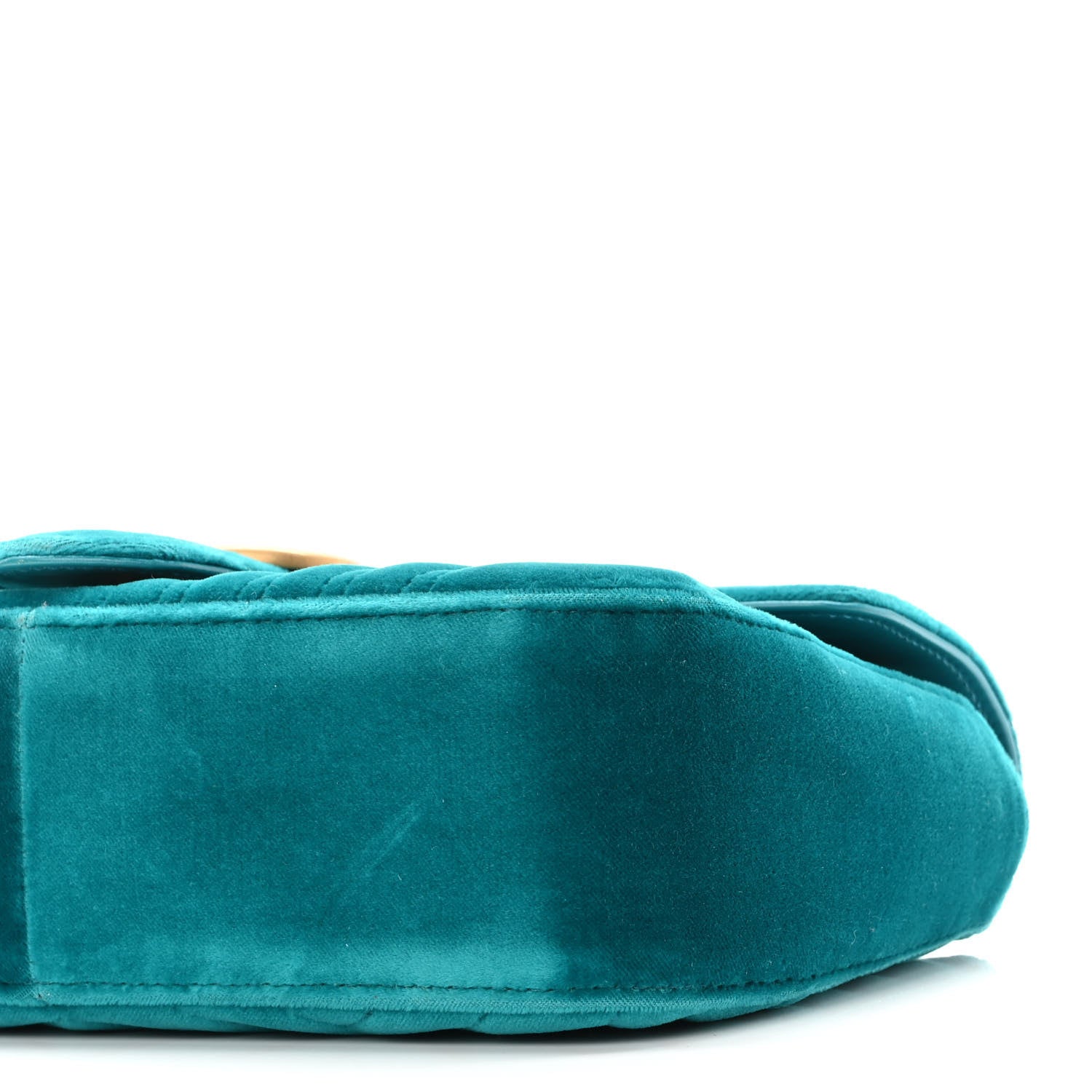 Gucci Velvet Matelasse Small GG Marmont Shoulder Bag Pavone Cyan 10 of 10