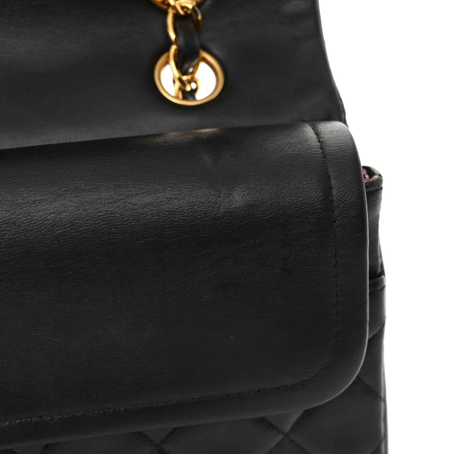 Lambskin Quilted Medium Double Flap Black