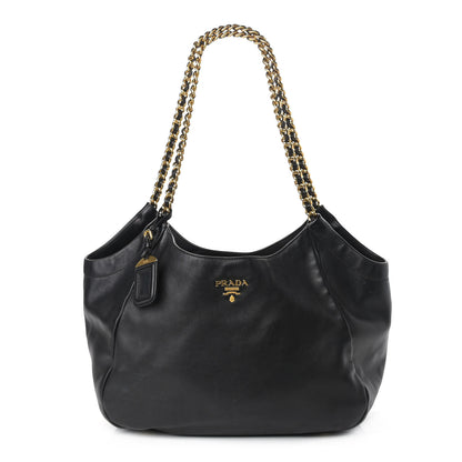 Prada Soft Calf Chain Tote Black 1 of 14