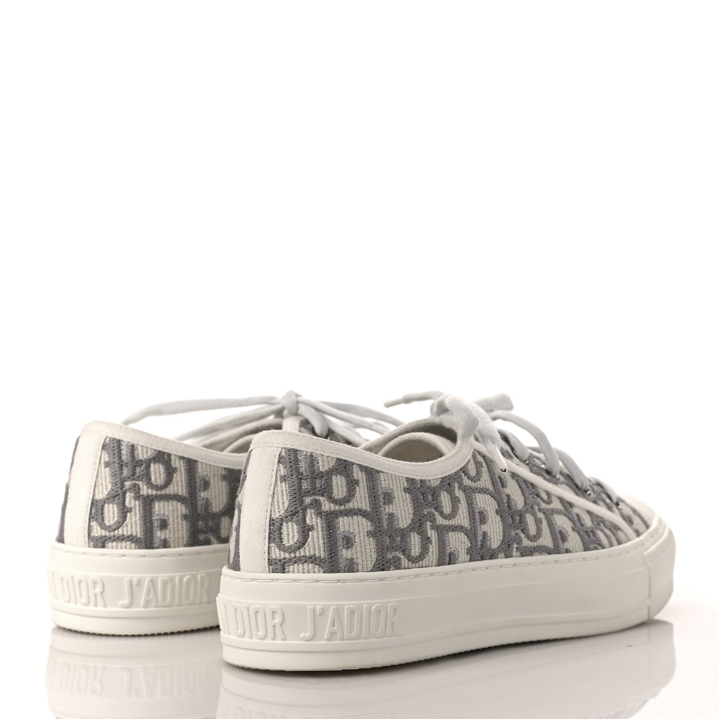 Canvas Oblique Walk'N'Dior Low Top Sneakers 37.5 Grey Stone