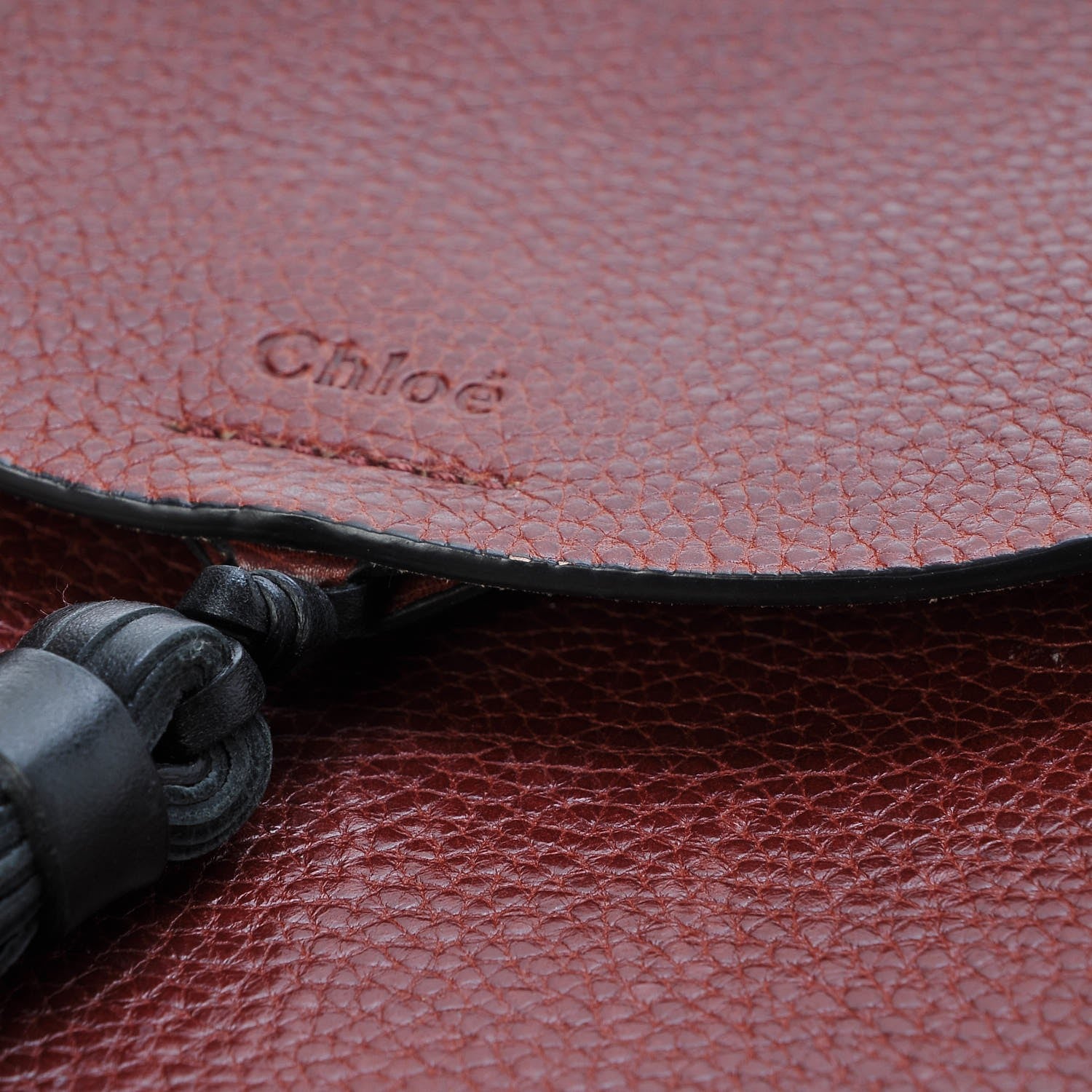 Chloe Grained Calfskin Small Hudson Tassel Shoulder Bag Sienna Red 11 of 16