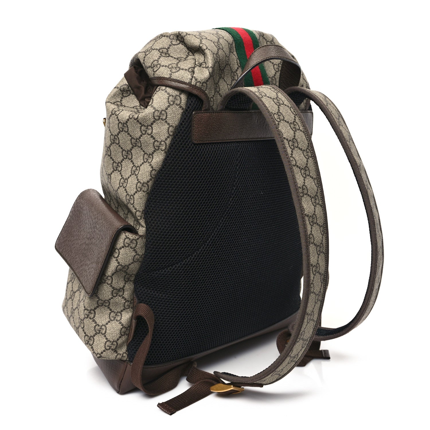 Gucci GG Supreme Monogram Medium Ophidia Double Buckle Backpack Brown 3 of 10
