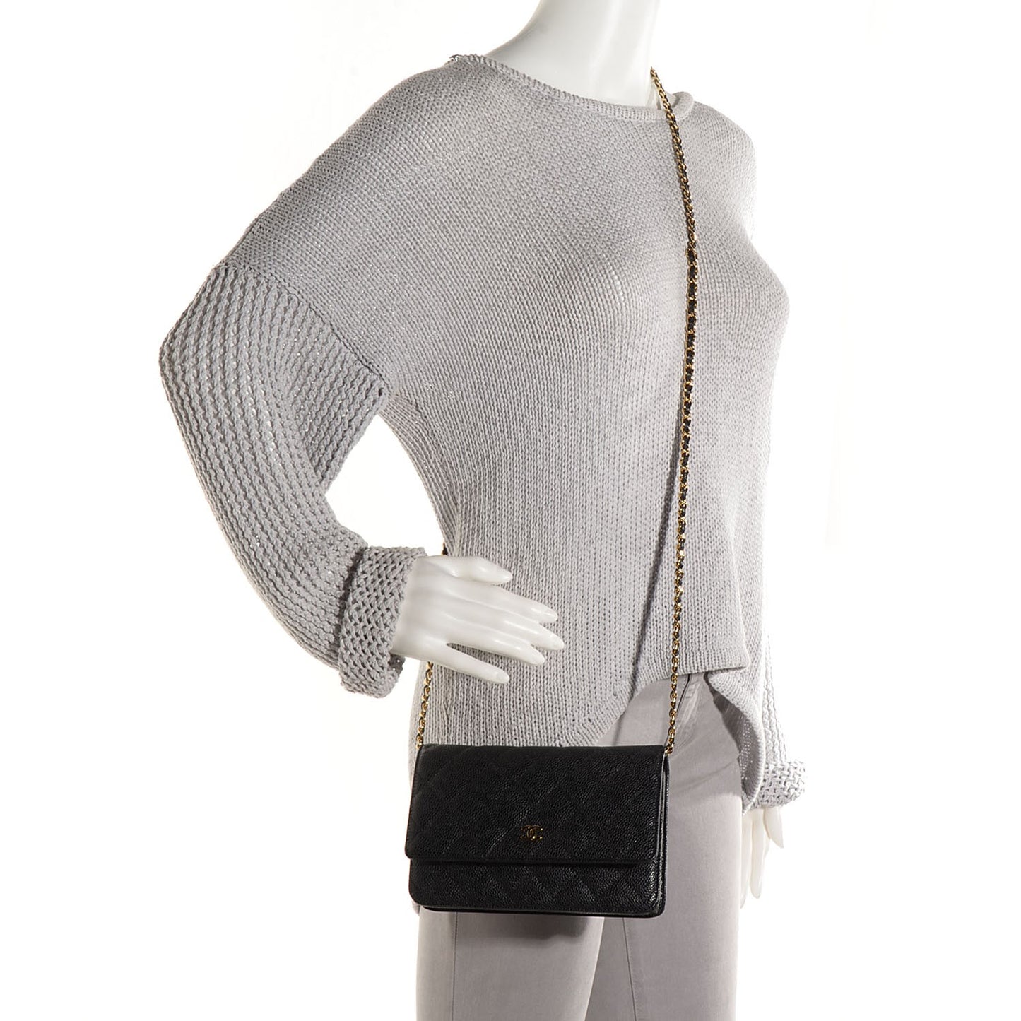 Caviar Quilted Wallet On Chain WOC Black