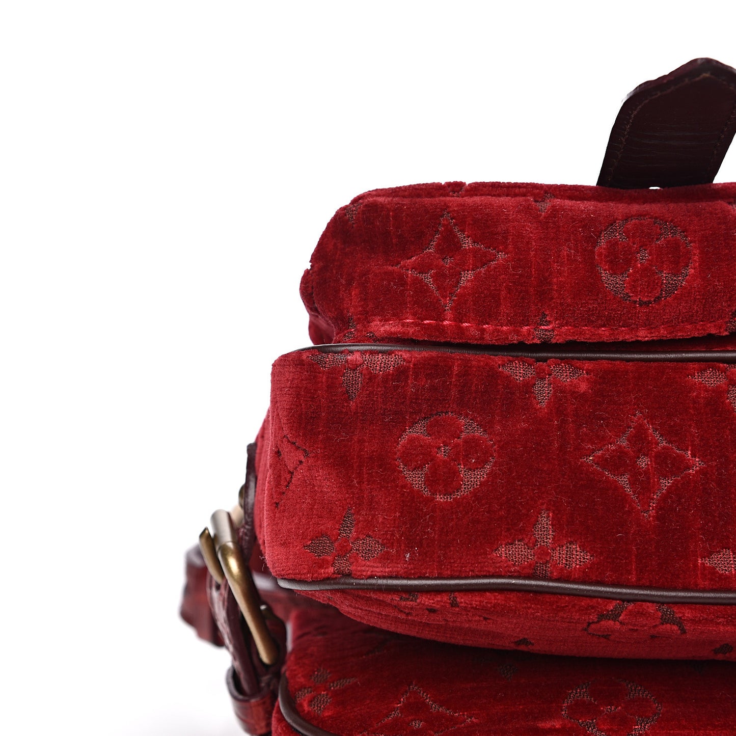 Monogram Velours Ostrich Clyde Red