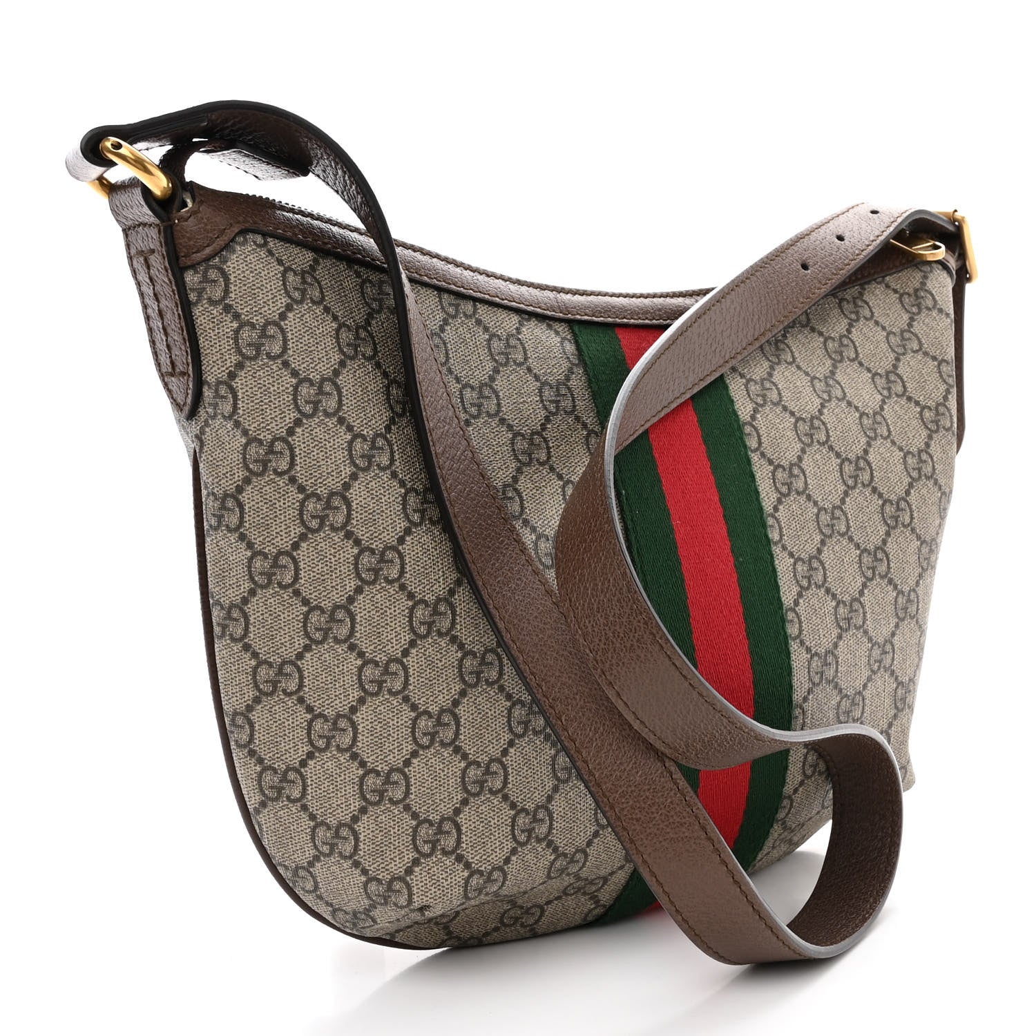 Gucci GG Supreme Monogram Web Small Ophidia Half Moon Hobo Brown 3 of 11