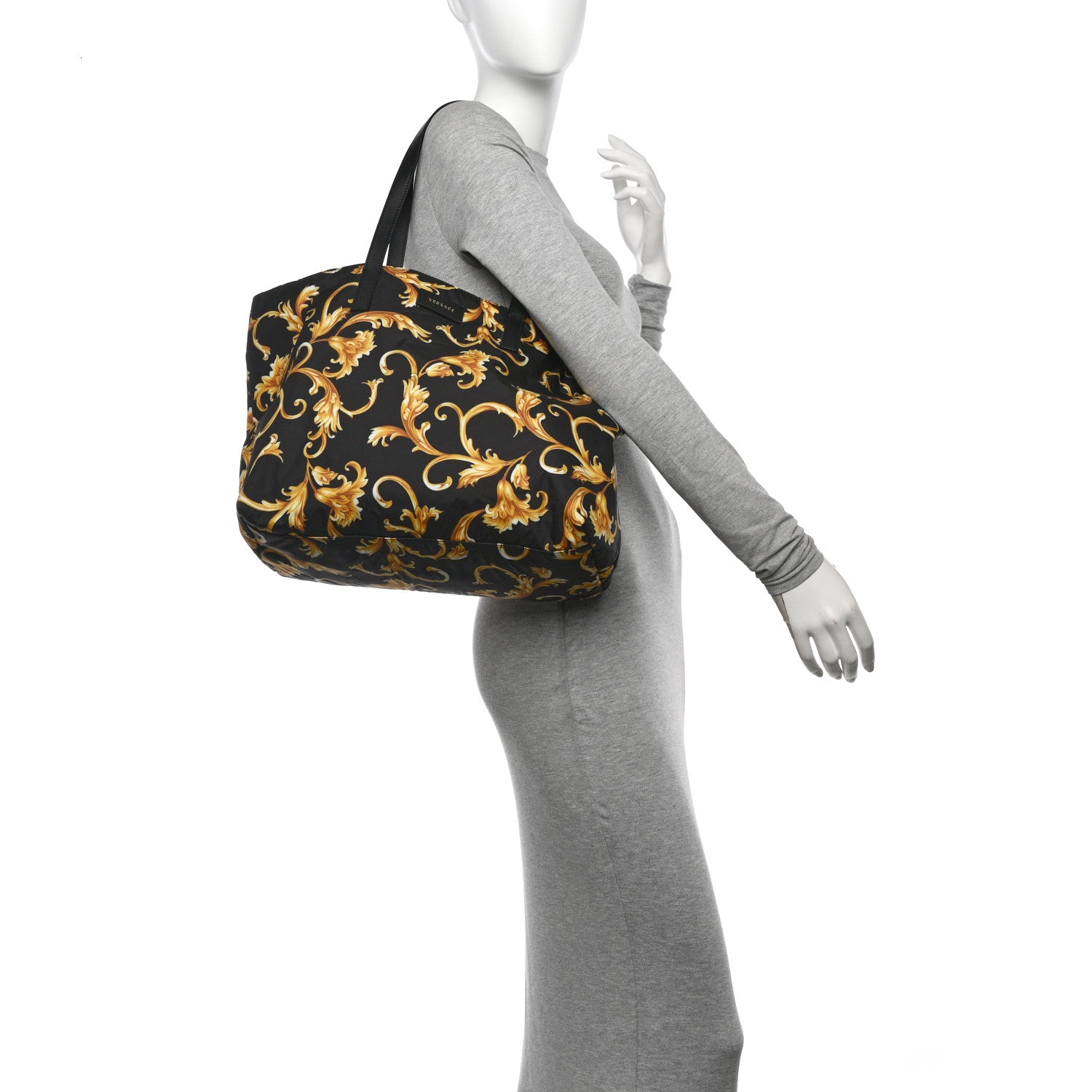 Versace Nylon Baroque Print Tote Black 2 of 12