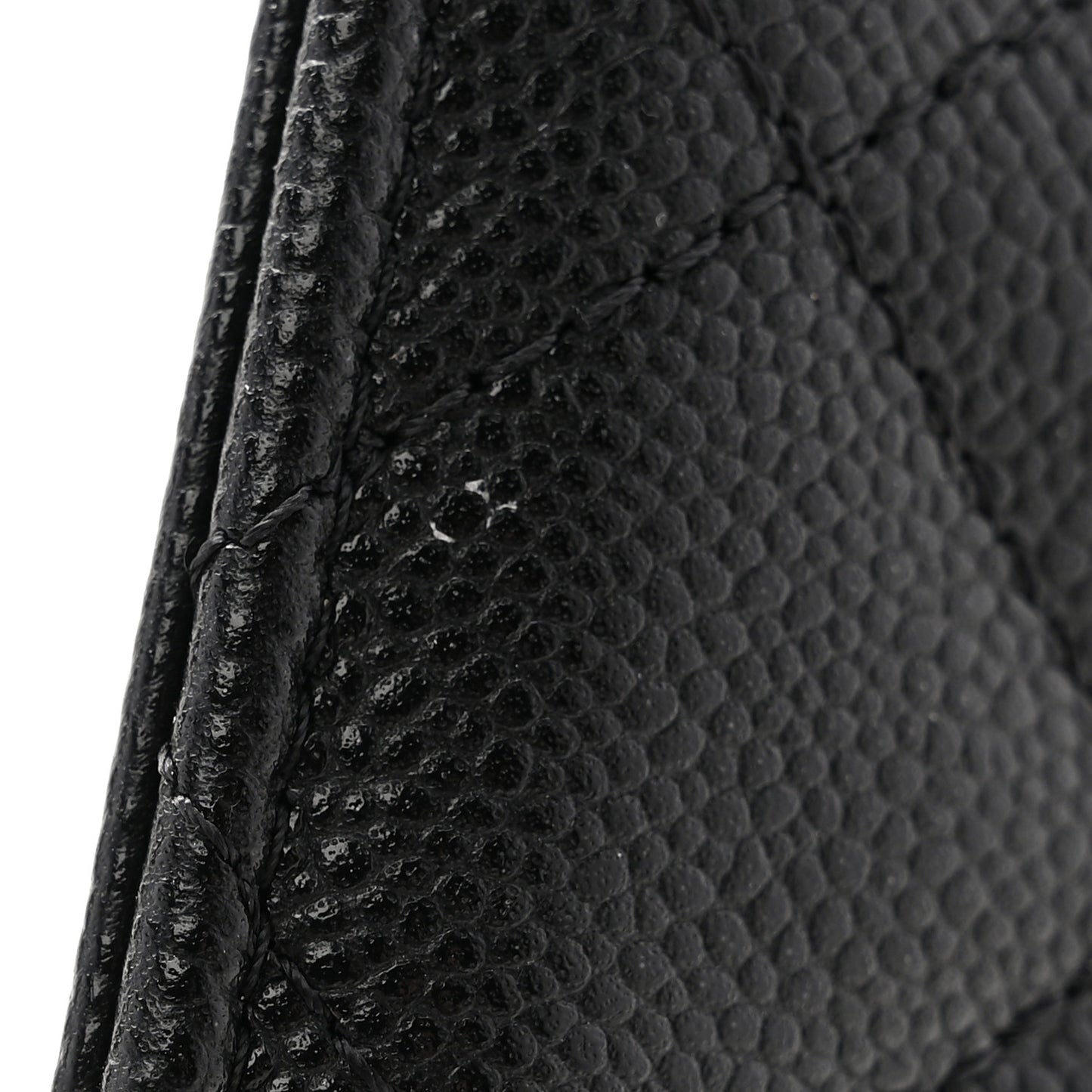 Caviar Quilted Flap Zip Card Holder Black