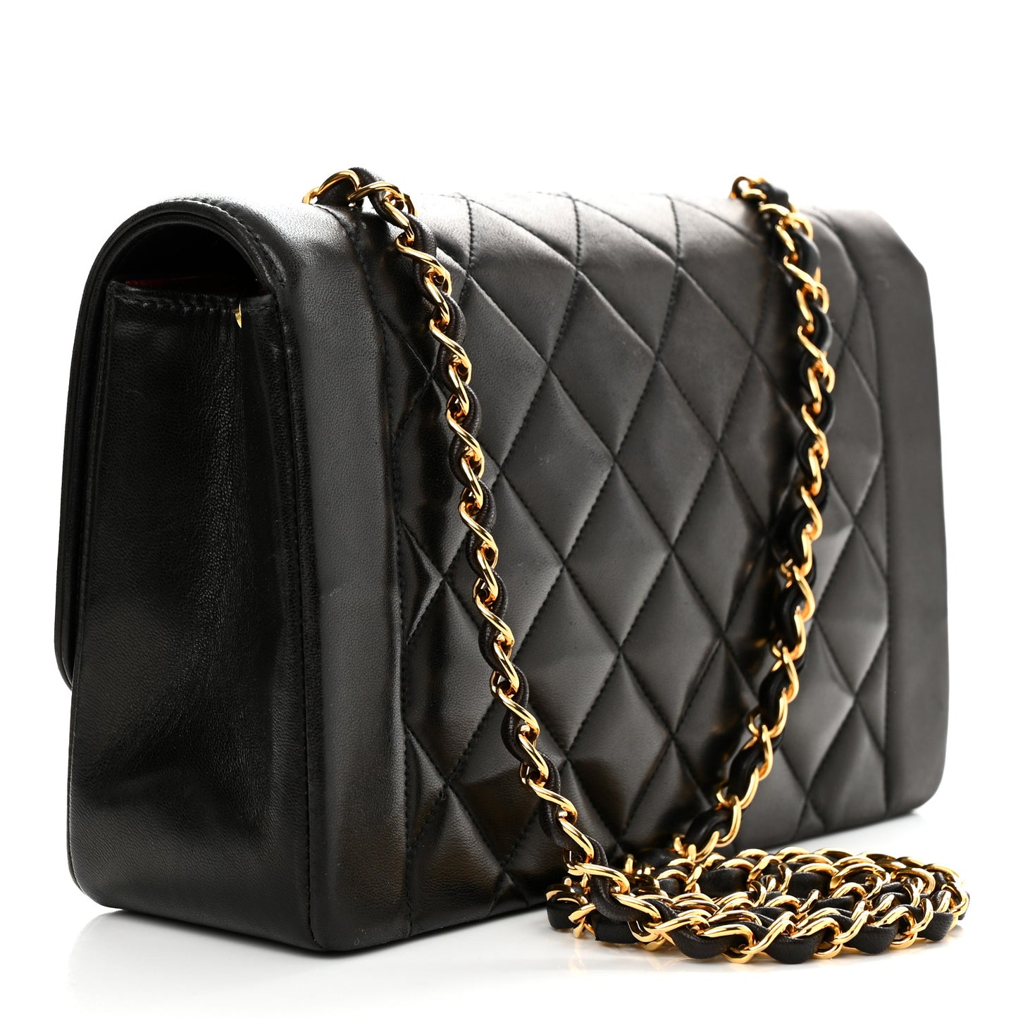 Lambskin Quilted Medium Single Flap Black