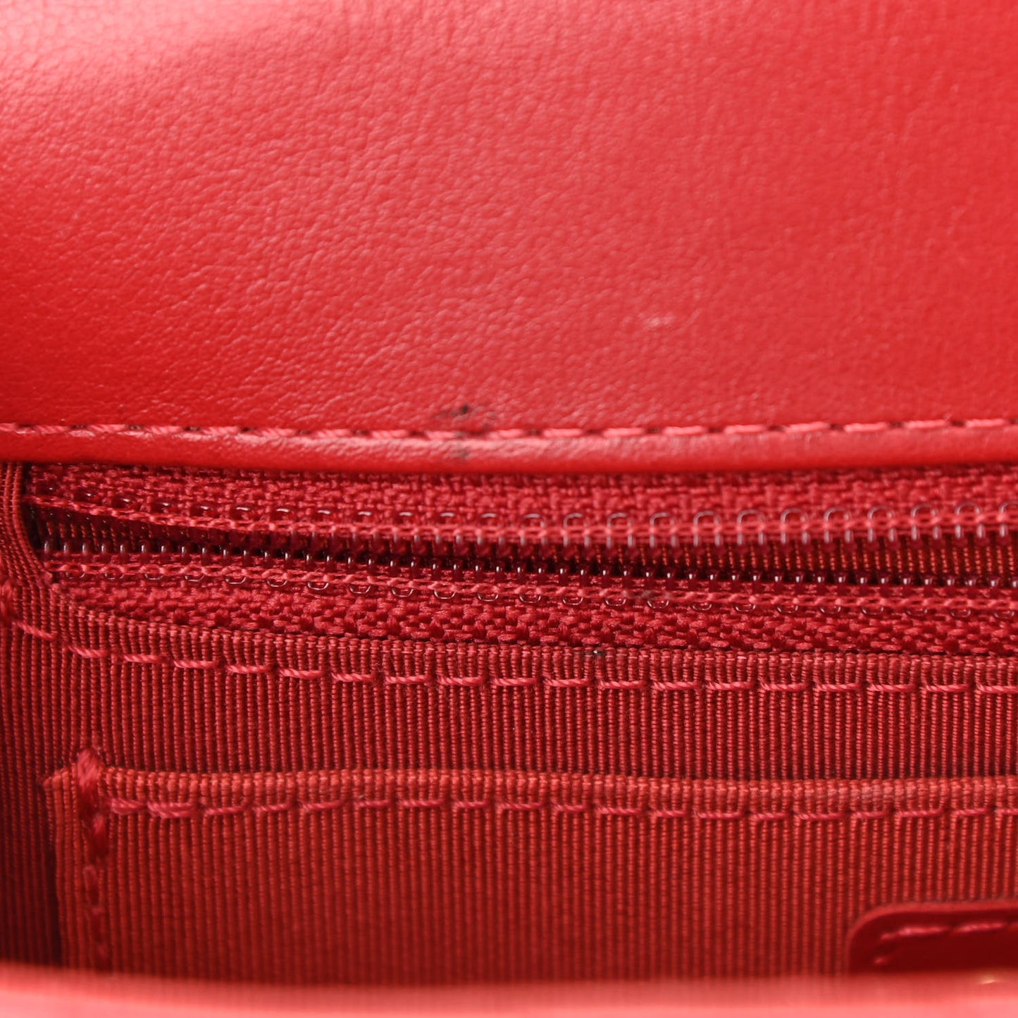 Calfskin Chevron Quilted Mini Statement Flap Red