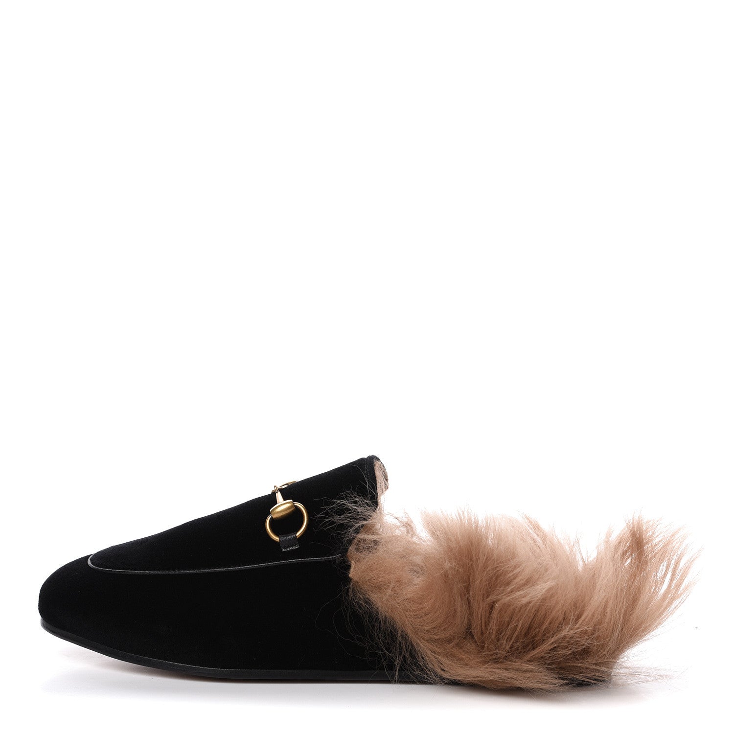 Gucci Velvet Fur Womens Princetown Slippers 36.5 Black 1 of 11