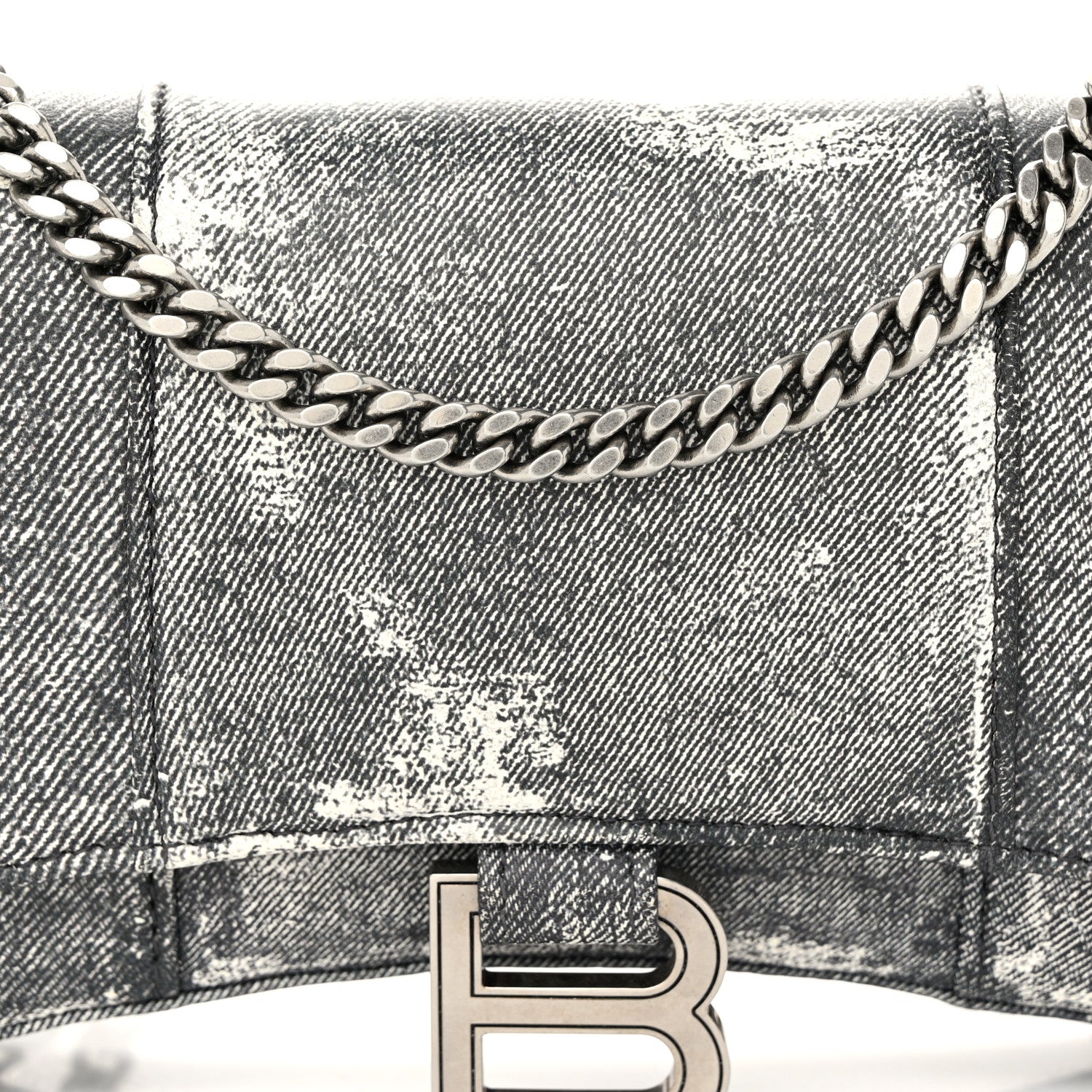 Balenciaga Nappa Denim Printed Hourglass Chain Bag Denim Black 7 of 10