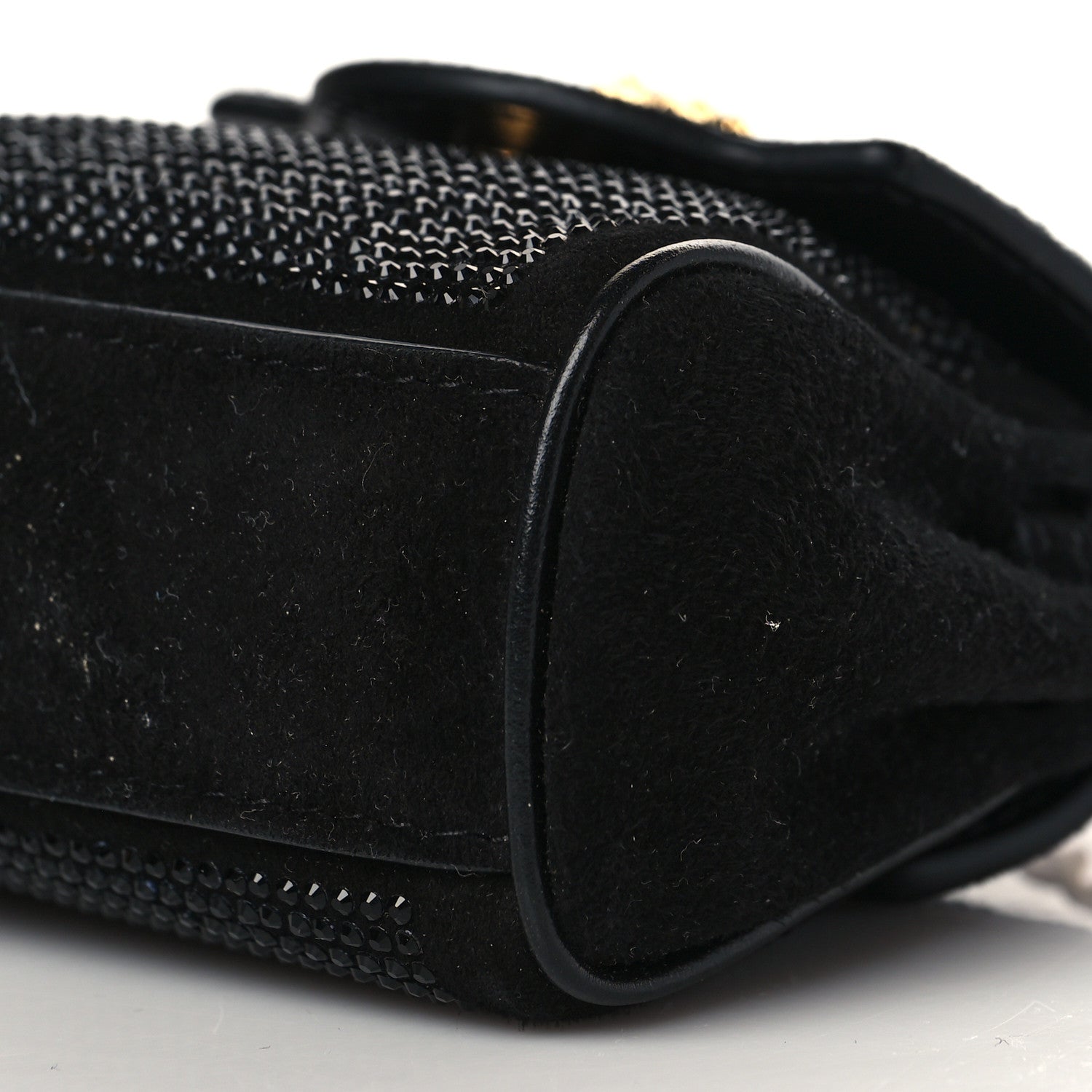 Versace Suede Crystal Studded Micro La Medusa Bag Black 9 of 9