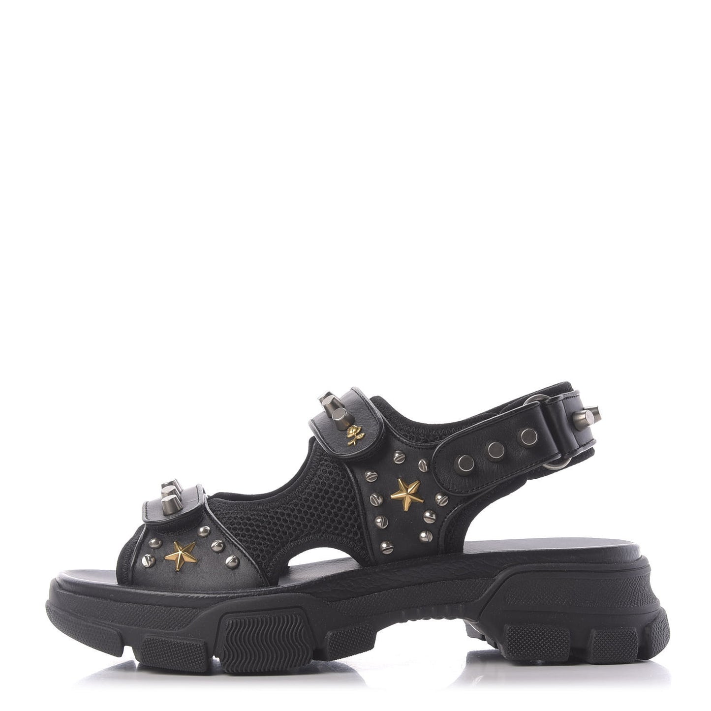 Nappa Mesh Studded Mens Aguru Sandals 8 Black