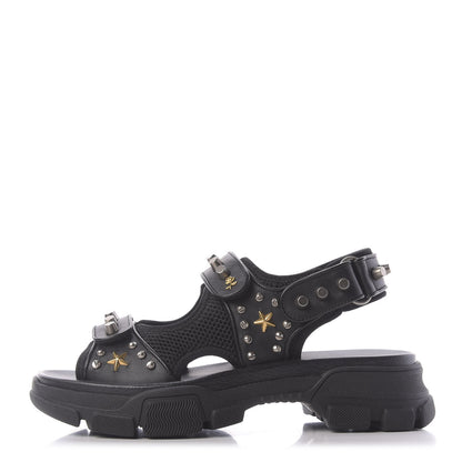 Gucci Nappa Mesh Studded Mens Aguru Sandals 8 Black 1 of 10
