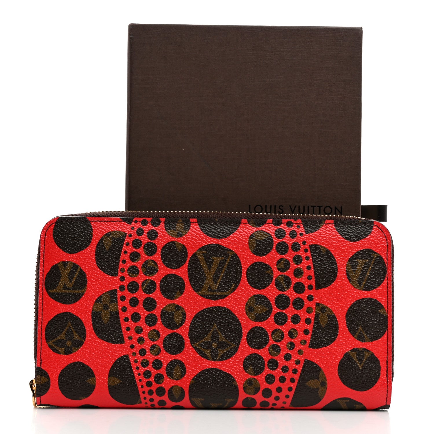 Louis Vuitton Monogram Kusama Pumpkin Dots Zippy Wallet Red