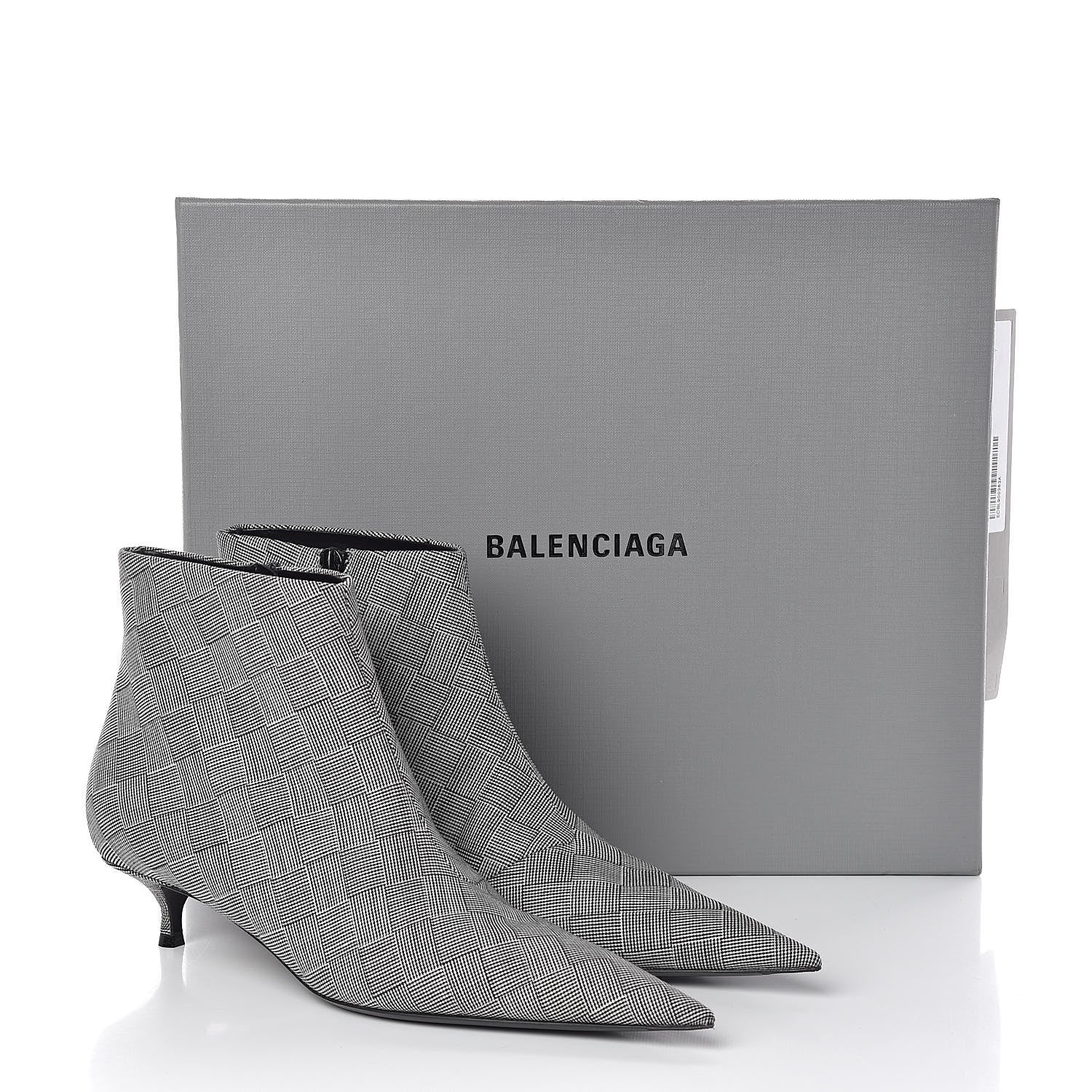 Balenciaga Wool Checked Knife Pointy Toe Boots 39 8 of 8