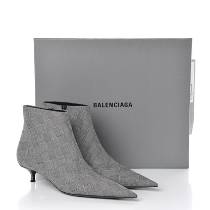 Balenciaga Wool Checked Knife Pointy Toe Boots 39 8 of 8