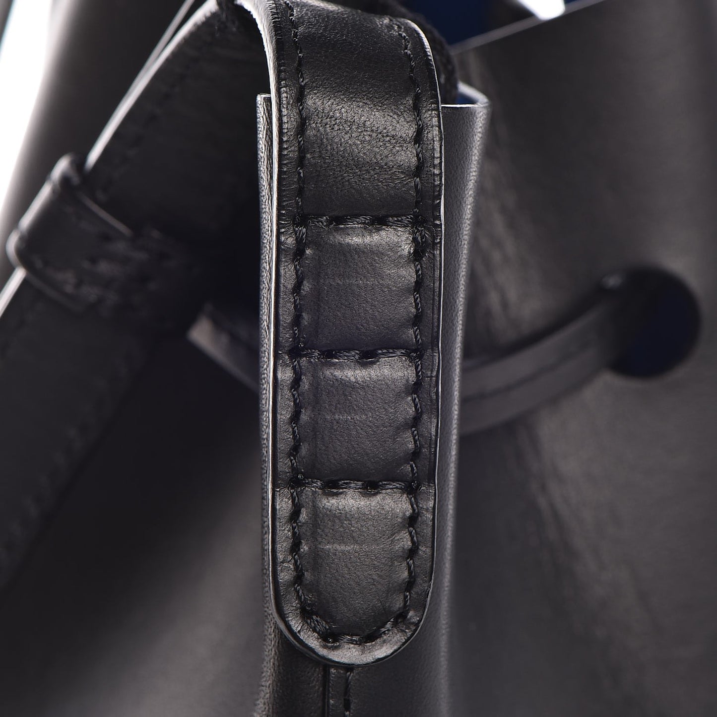 Calfskin Mini Bucket Bag Black Blu