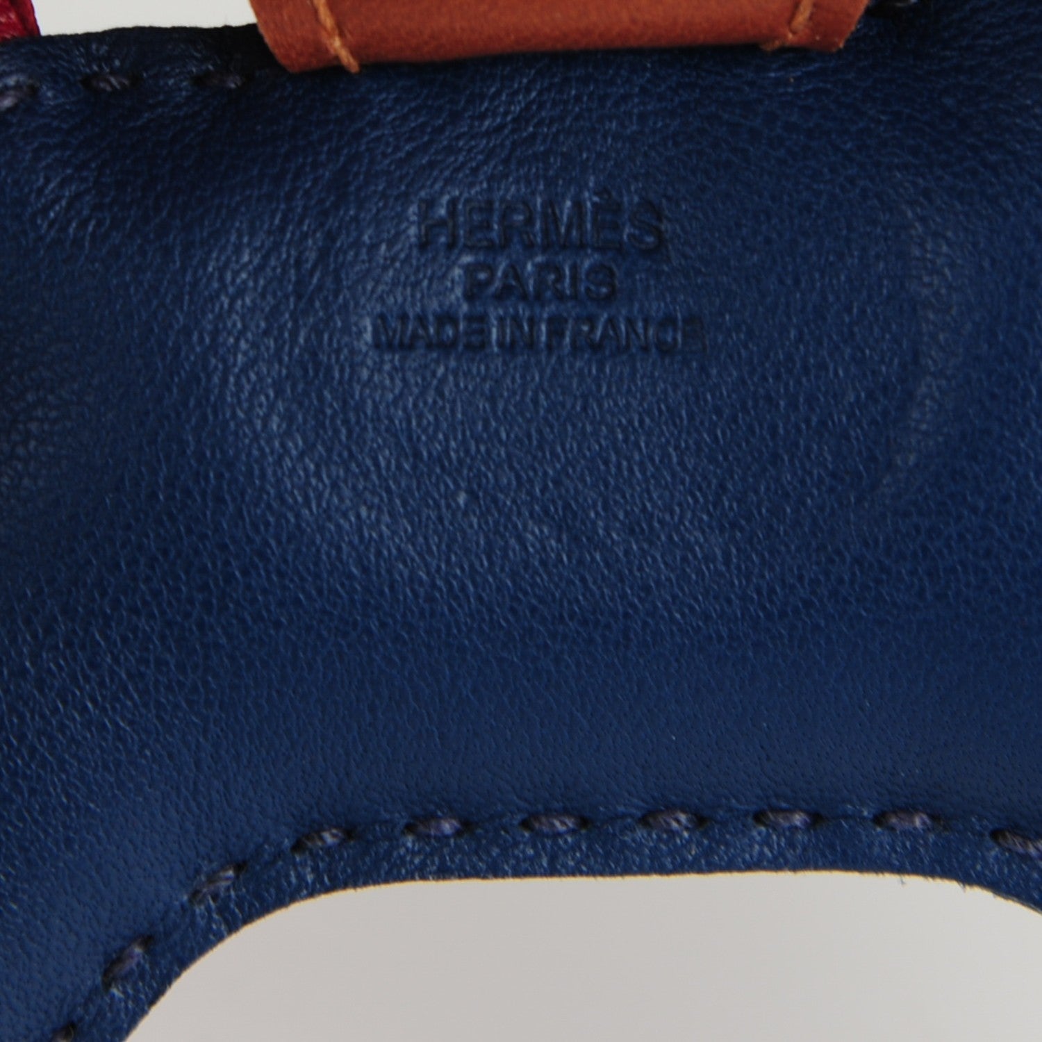 Hermes Milo Lambskin Grigri Rodeo Horse Bag Charm PM Bleu de Malte Rubis Fauve 3 of 4