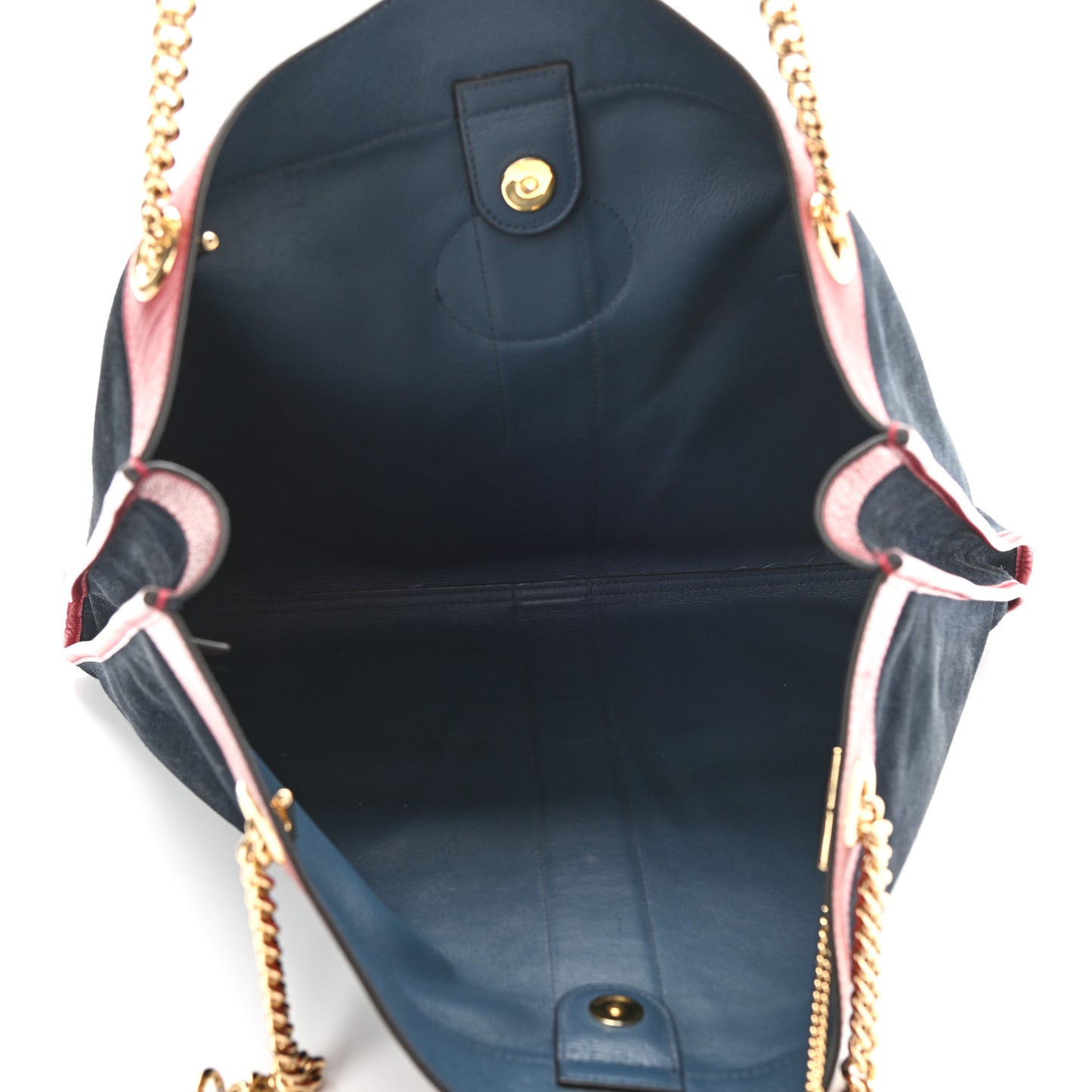 Suede Calfskin Large Rajah Chain Tote New Blue Romantic Cherry