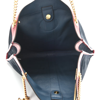 Gucci Suede Calfskin Large Rajah Chain Tote New Blue Romantic Cherry 5 of 8