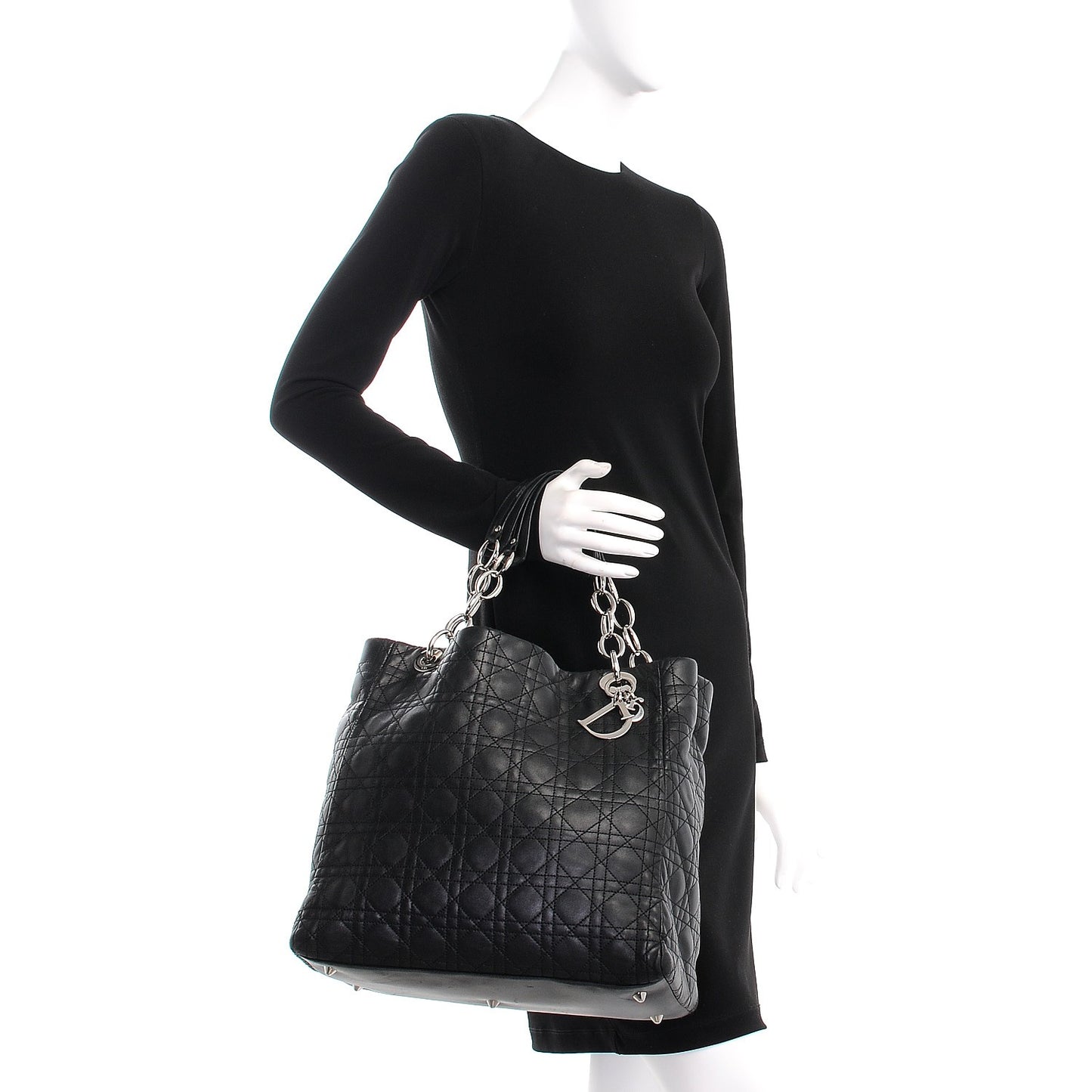 Lambskin Cannage Dior Soft Shopping Tote Black