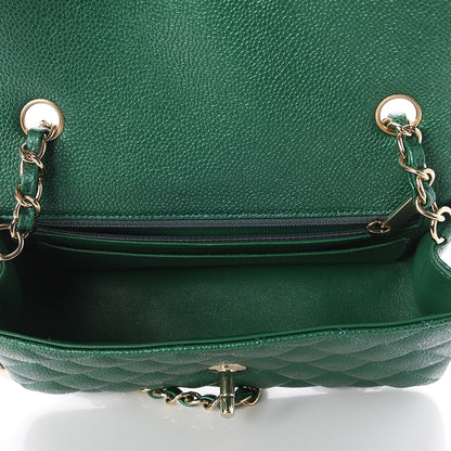 Chanel Metallic Caviar Quilted Mini Rectangular Flap Green 5 of 8