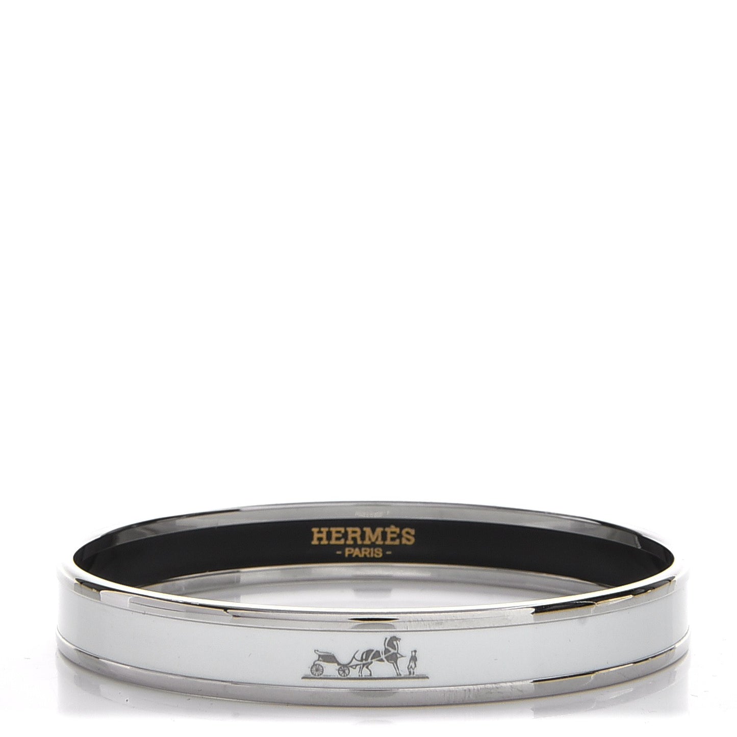 Enamel Printed Narrow Caleche Bracelet 65 White