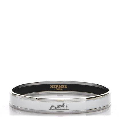 Hermes Enamel Printed Narrow Caleche Bracelet 65 White 1 of 6