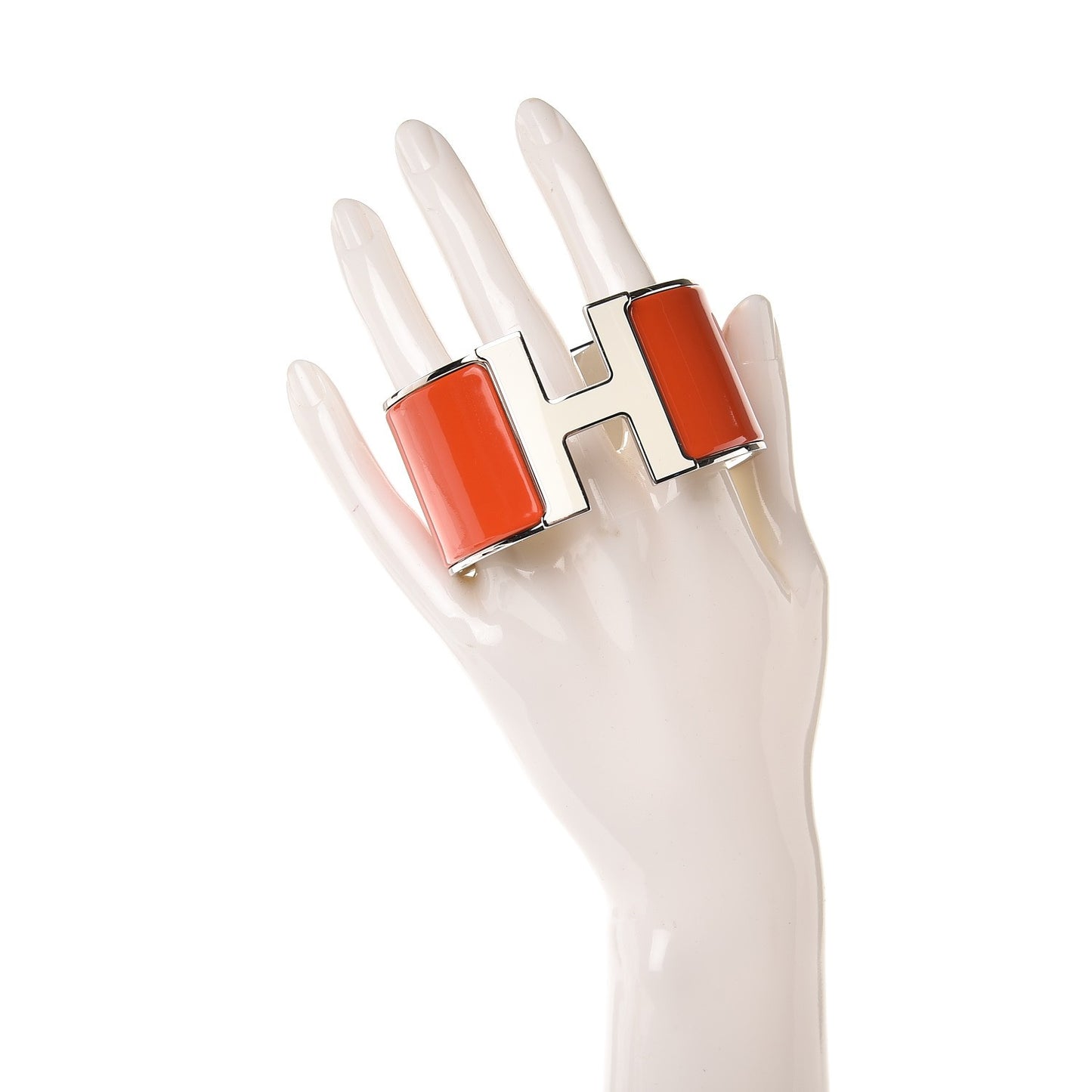 Enamel Extra Wide Clic Clac H Bracelet GM Orange Fruite White