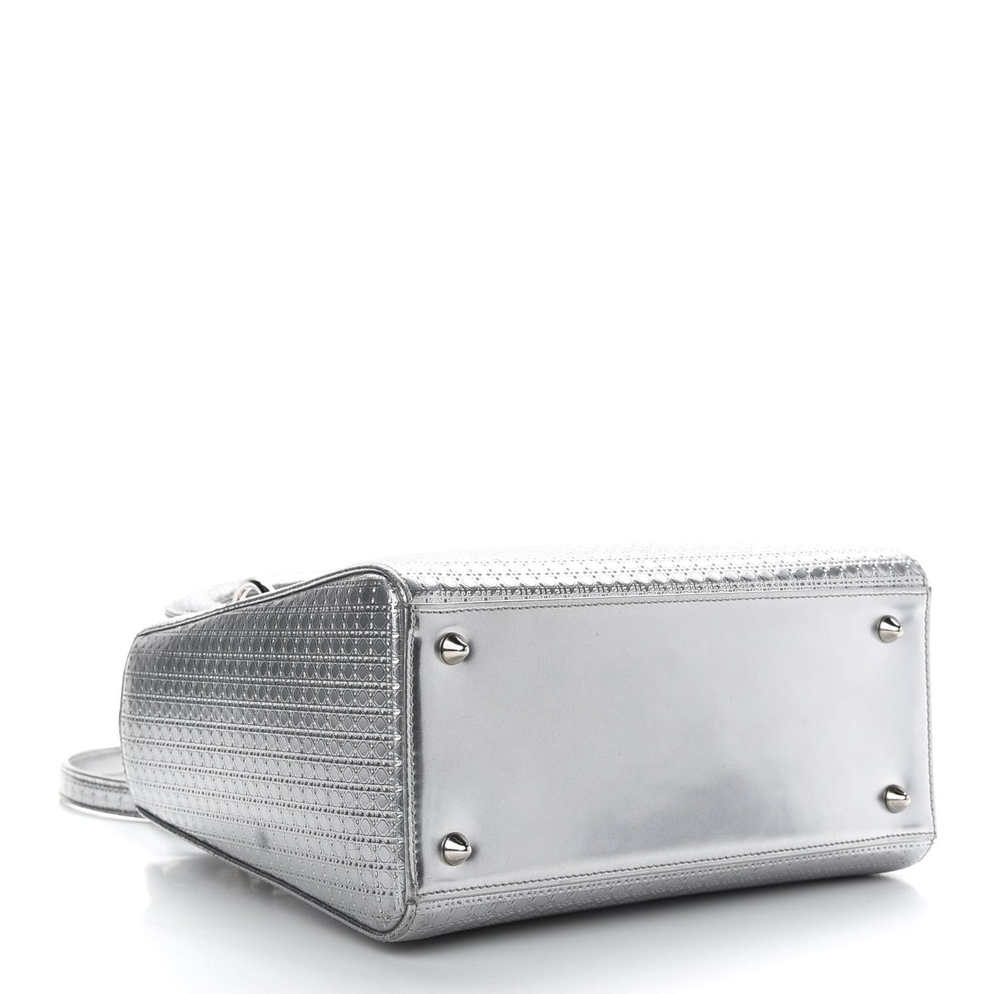 Metallic Patent Micro-Cannage Medium Lady Dior Silver
