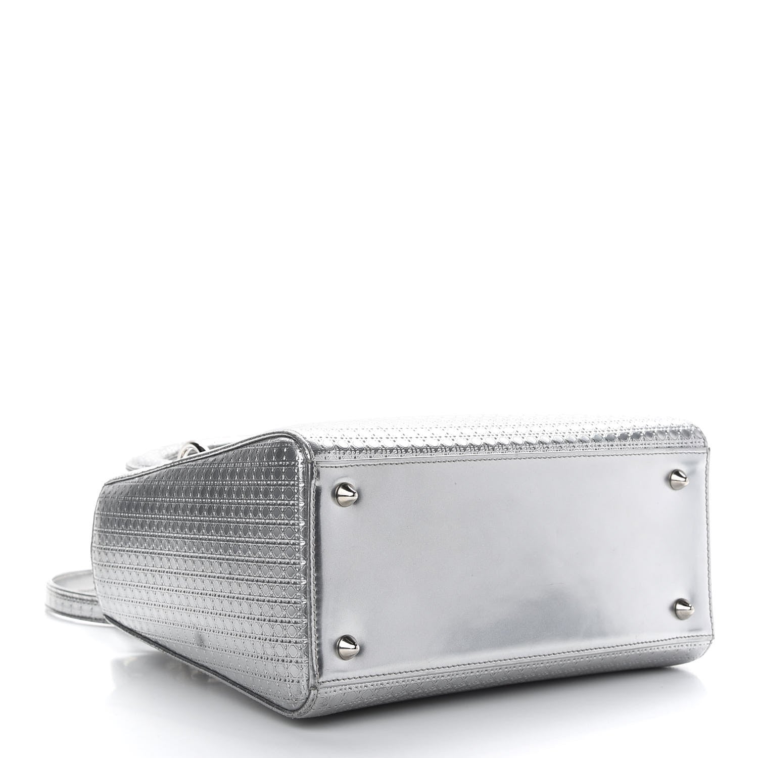 Christian Dior Metallic Patent Micro-Cannage Medium Lady Dior Silver 4 of 8