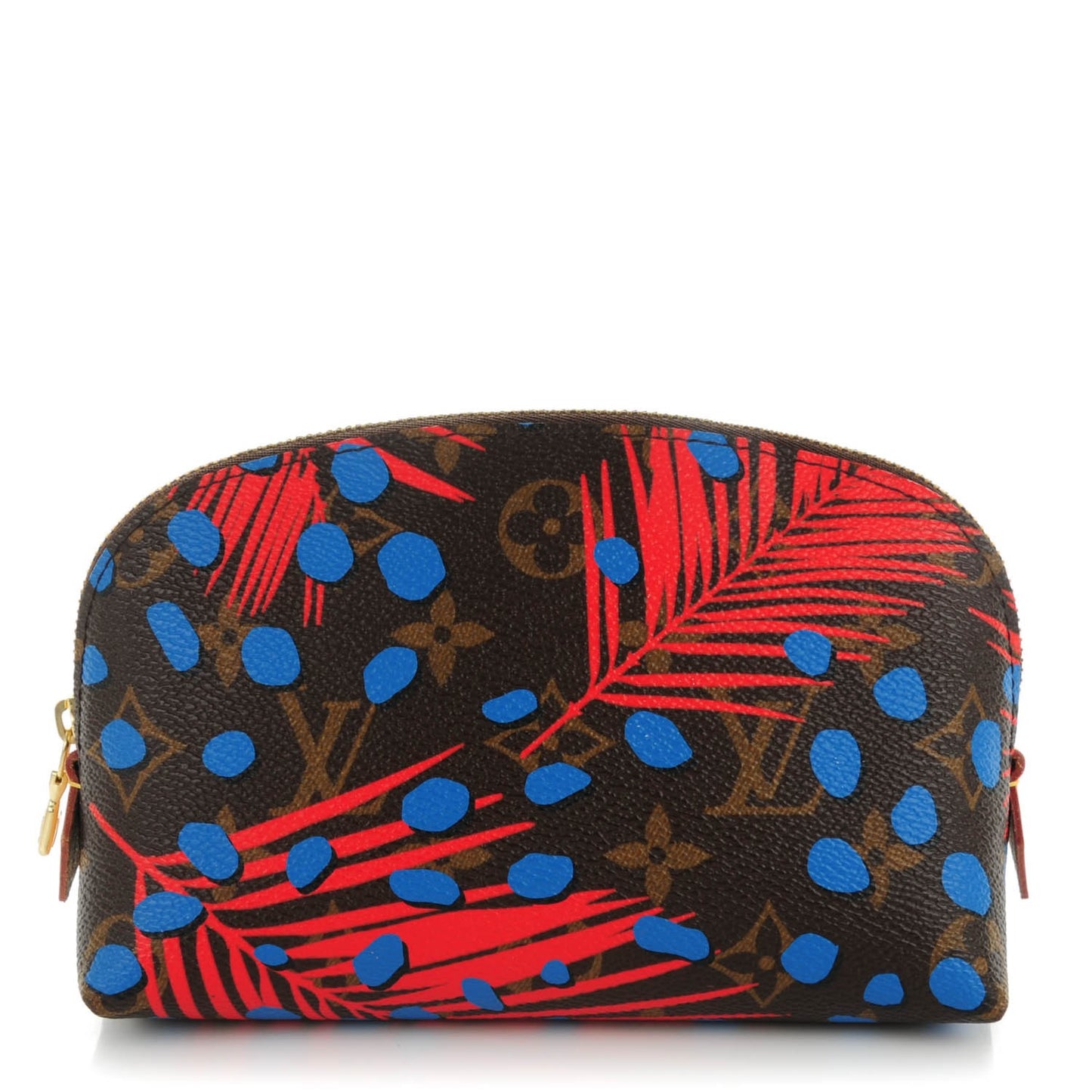 Monogram Jungle Dots Cosmetic Pouch Coquelicot Denim