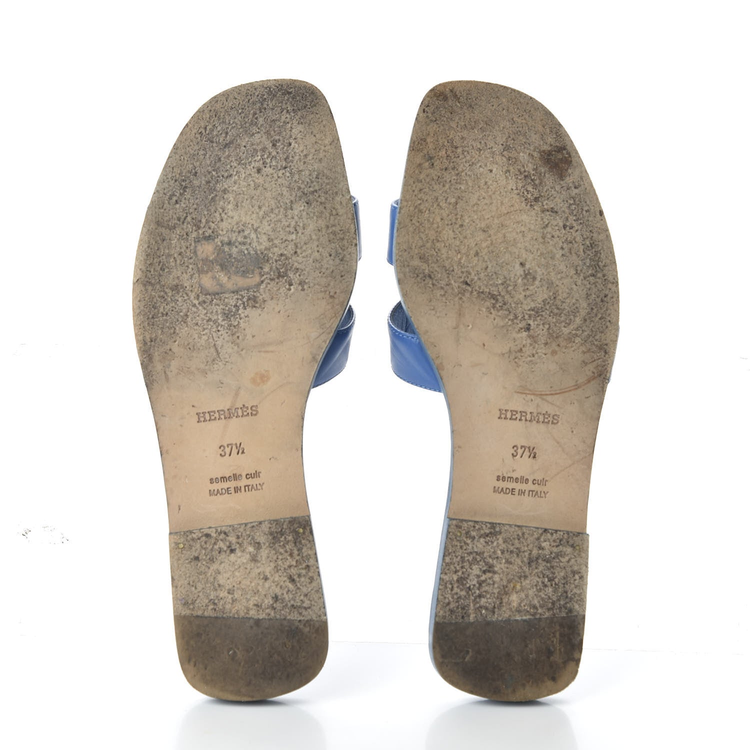Hermes Calfskin Oran Sandals 37.5 Bleu De Chine 5 of 8