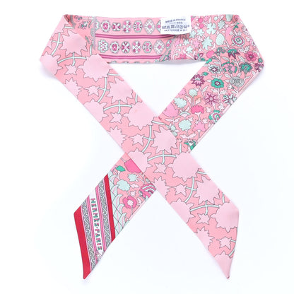 Hermes Silk Tapis Persans Twilly Rose Vert De Eau Creme 1 of 4
